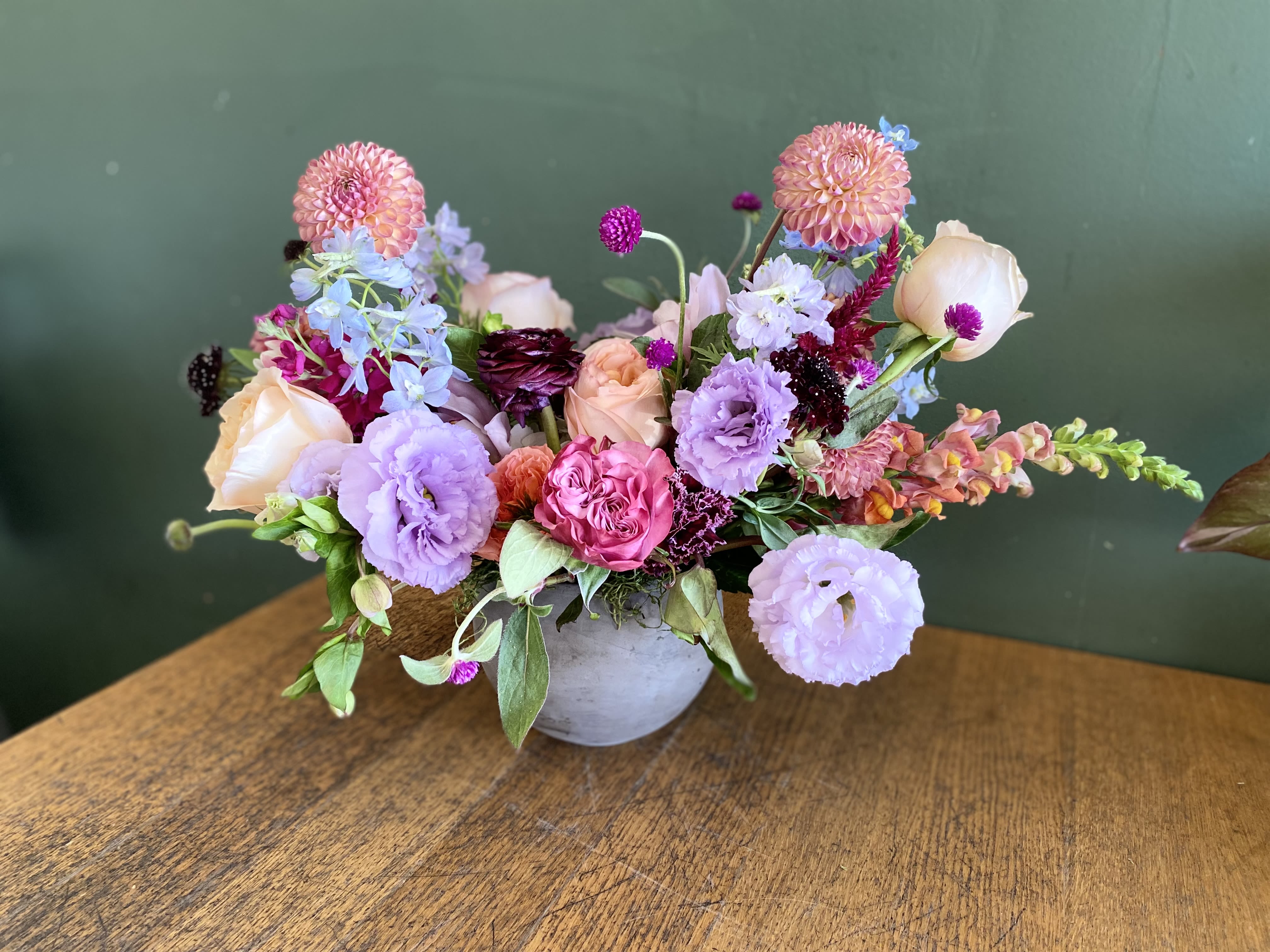 Love notes - A whimsical floral arrangement with in season blooms. 