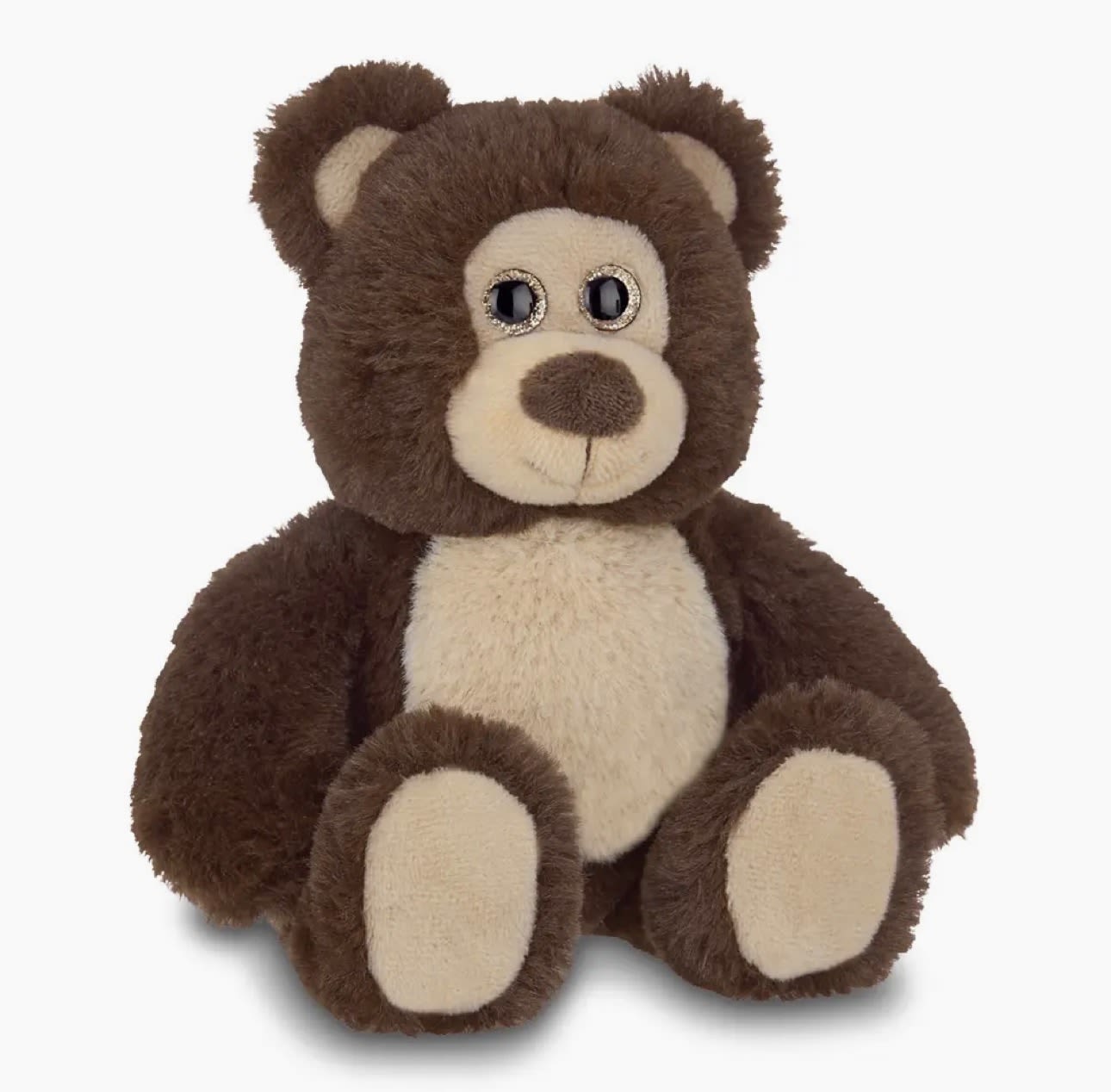 Brown and cream teddy bear plush toy sitting upright