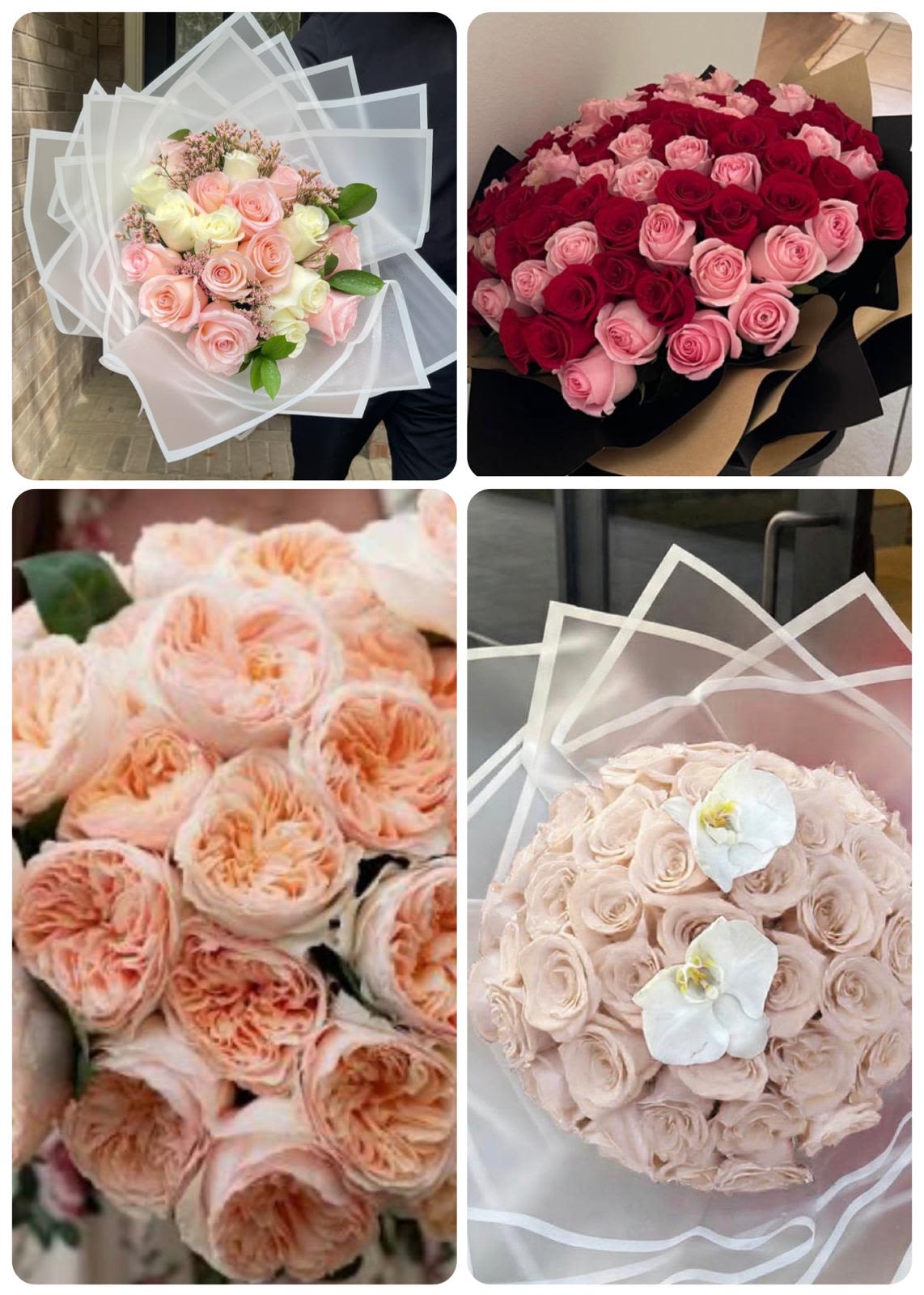 Long stem  roses bouquet  -  Mixed Color Roses Wrapped. Ideal for celebrating Mother’s Day, the bouquet is exquisitely wrapped in Korean paper, lending an air of sophistication to its overall appearance , mixed colors, chose your palette colors (light ,bright or mixed)