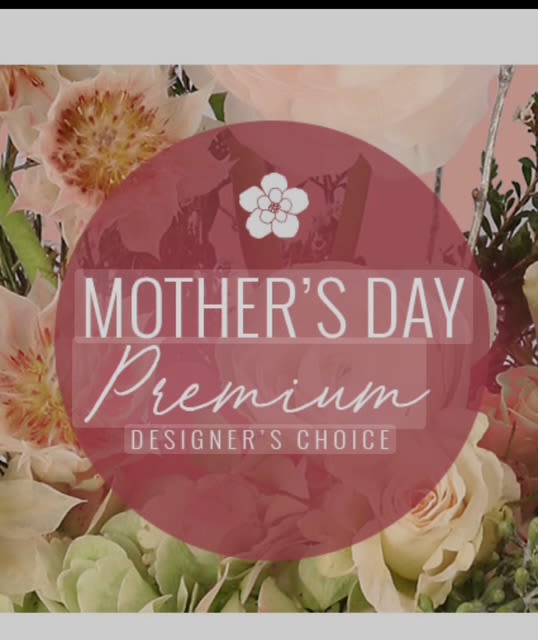 Mother's Day premium floral arrangement with pale peach and cream blooms