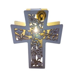 LED Cross - Add an LED 6" Cross to any order. Will be added into the flowers for any basket arrangement or plant and added with a gift bag for any vased arrangement .