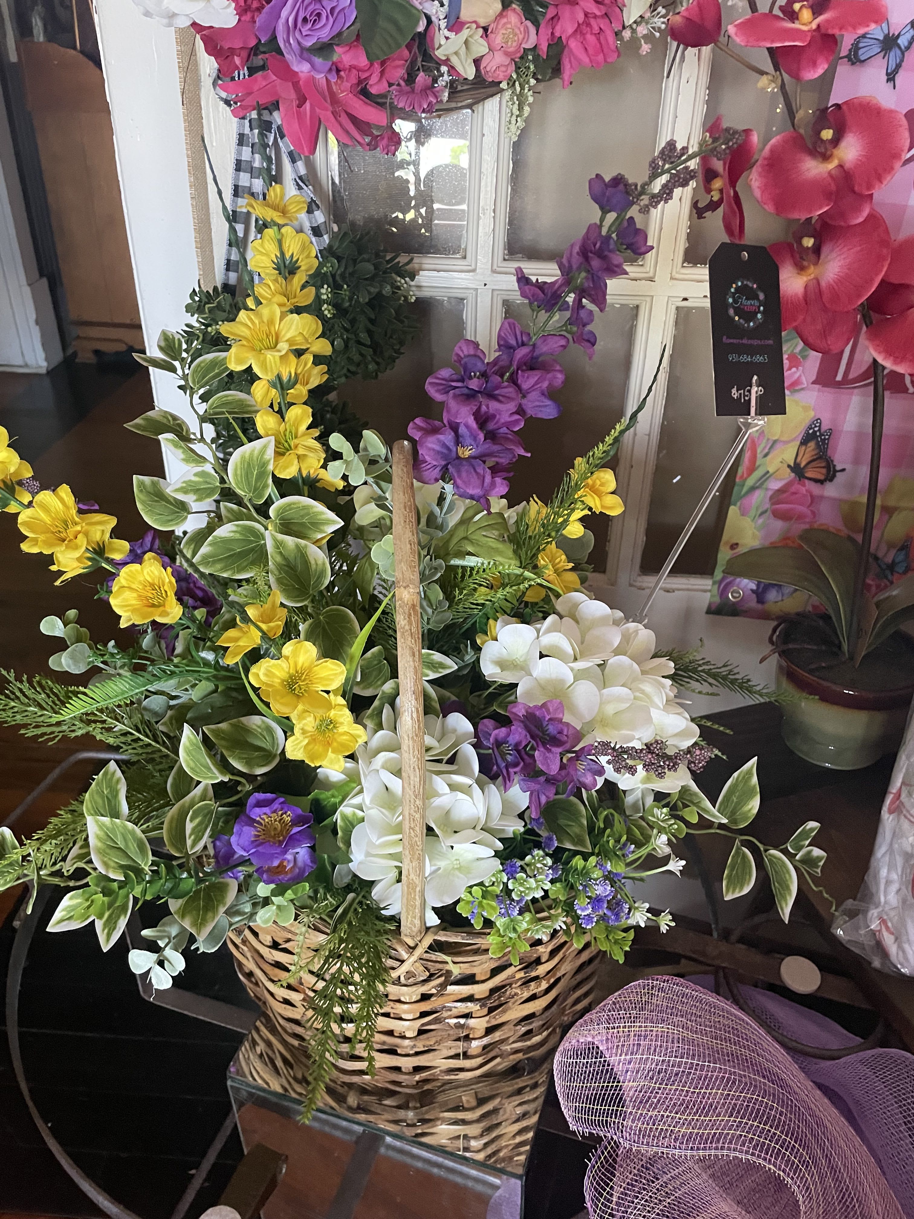   SILK Wrapped Bouquet - Pink-redible! This glamorous, spring bouquet of SILK florals is dressed up and wrapped with a trendy basket.