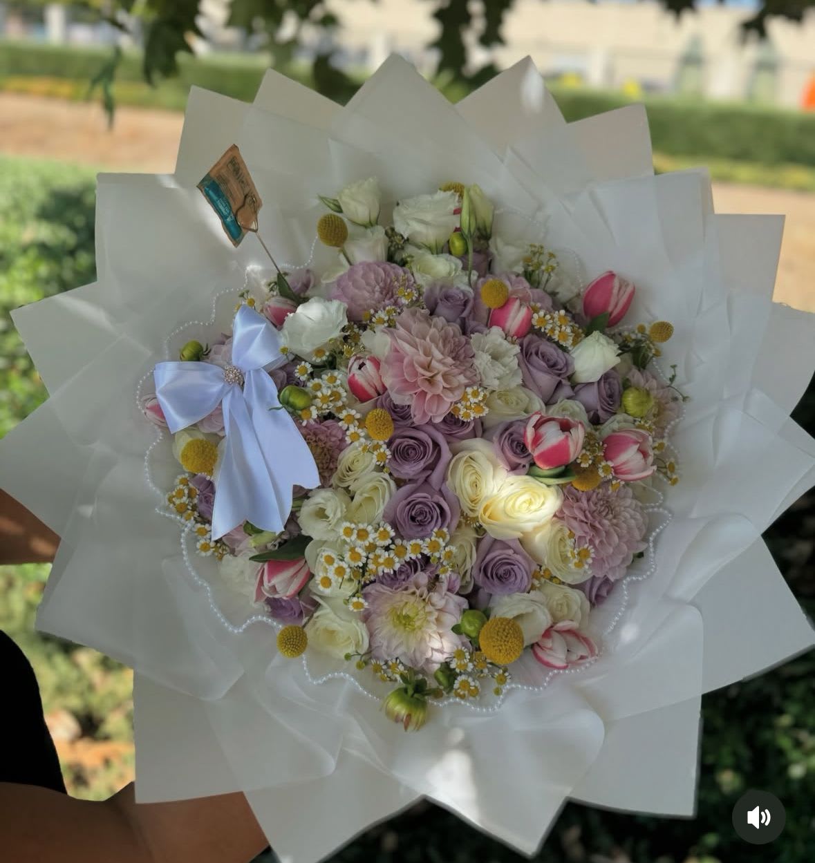 Pretty and in Love with Spring - Medium sized mixed florals bouquet - has beautiful shades of spring, florals are absolutely stunning! These will for sure wow her. 