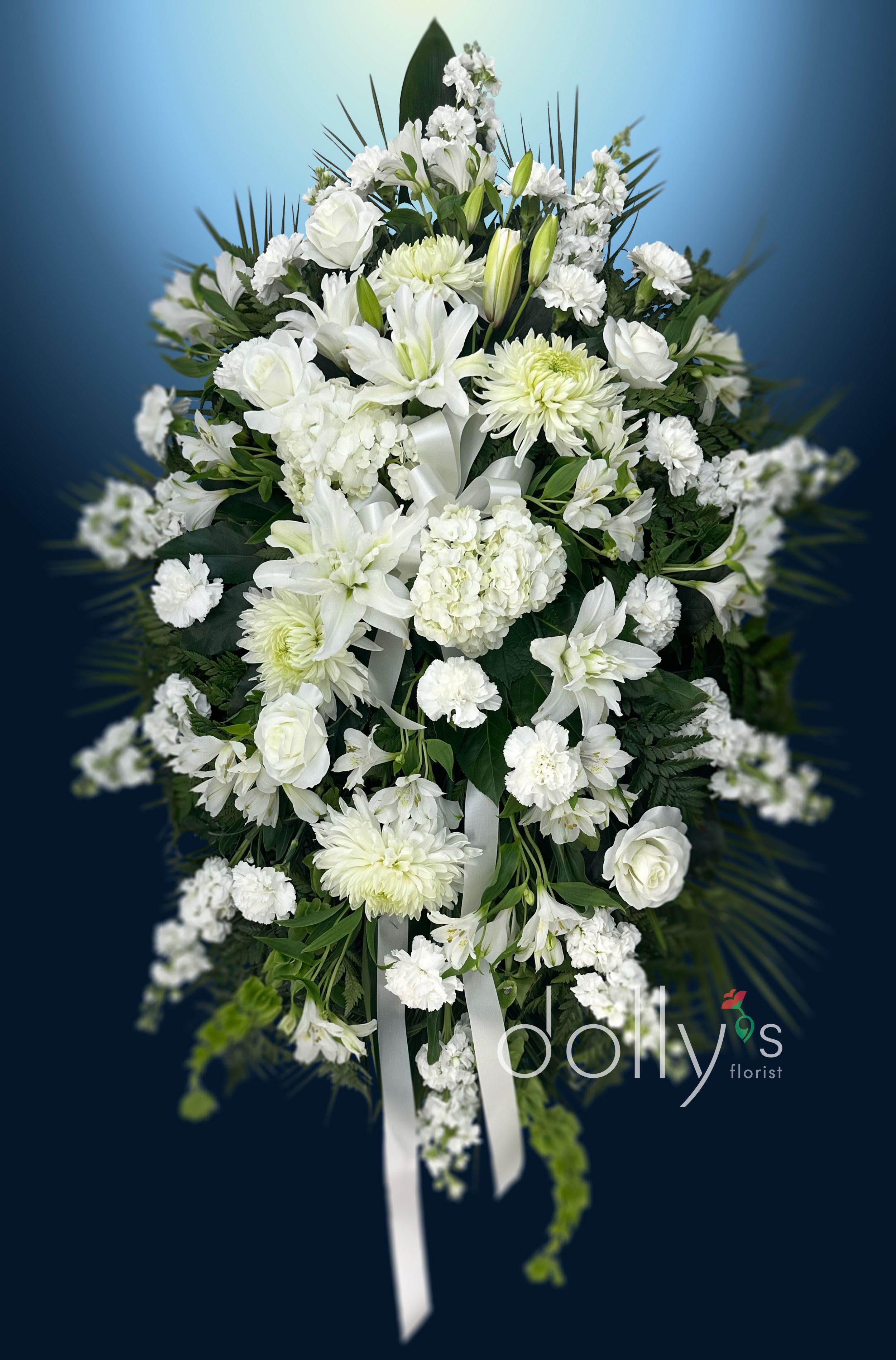 Delicate | White - A delicate palette of all white flowers. Approx: 56"h x 36""w