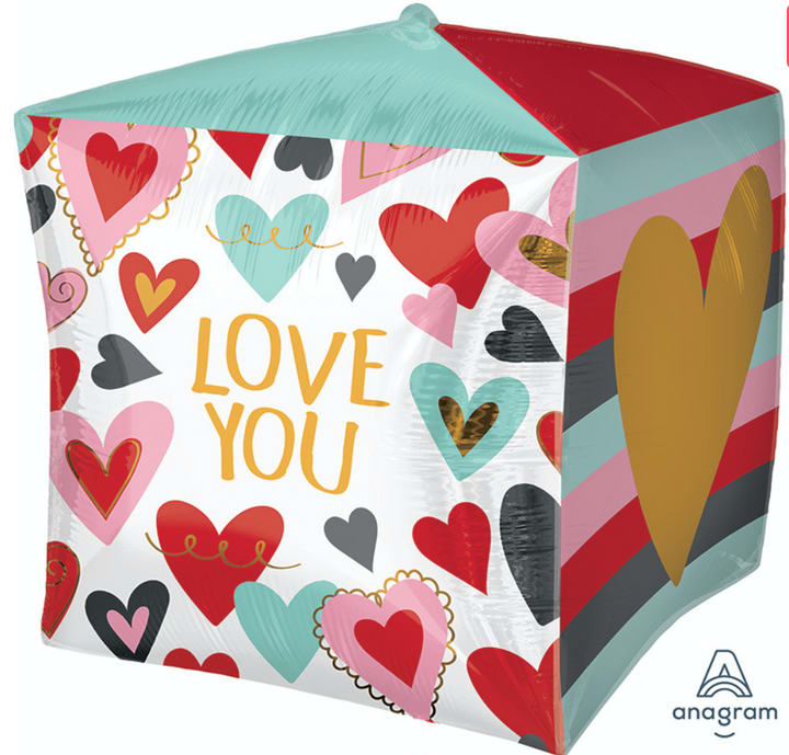 Anagram Love You Cubez Balloon – 15-Inch Charming Decoration - Show your love with the Anagram Love You Cubez Balloon, a 15-inch cube balloon that adds a playful and heartfelt touch to any occasion. Perfect for Valentine's Day, anniversaries, or romantic celebrations, this unique design brings fun and flair to your event. Shop now for the perfect gift or decoration!