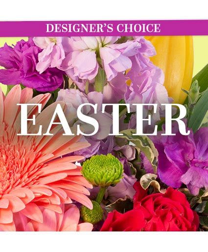 Beautiful Easter Florals Designer's Choice - Easter just isn’t the same without flowers. Celebrate with our Designer’s Choice Easter arrangement to brighten up your home and get everyone in the spirit of this spring holiday season! With colorful blooms, they’ll be ready to celebrate this egg-cellent time! We’re happy to tell you that the Easter Bunny approves.