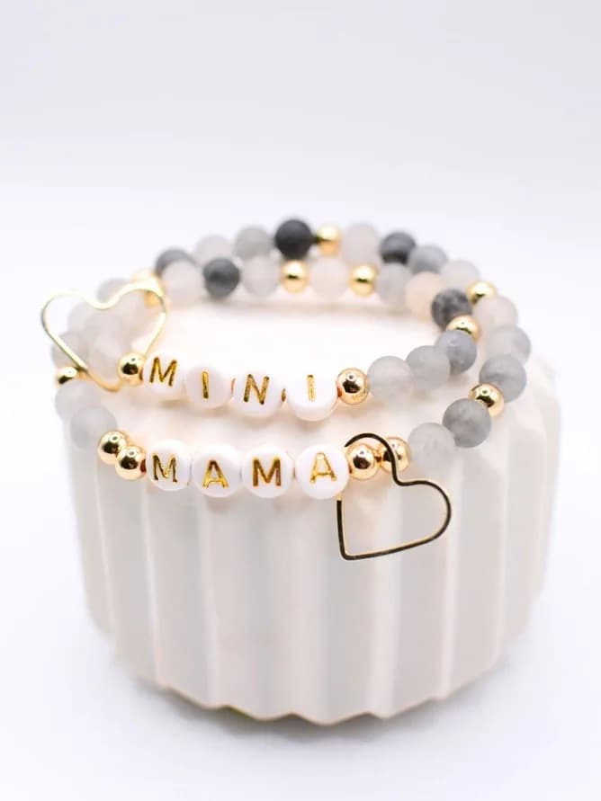 Mama &amp; Mini matching bracelet- Gray - Matching bracelet for mom and daughter