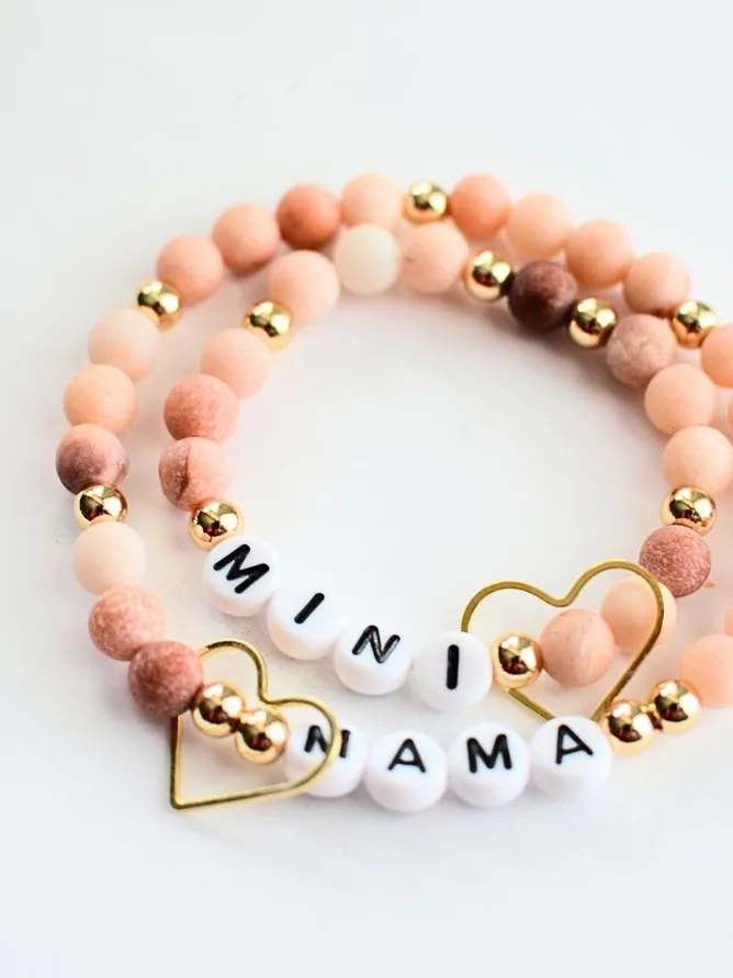 Mama &amp; Mini matching bracelets- Pink - Matching bracelets for mom and daughter 