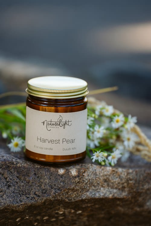 Natural Lights Candle, Harvest Pear - Locally produced in Duluth and available in 14oz jar.