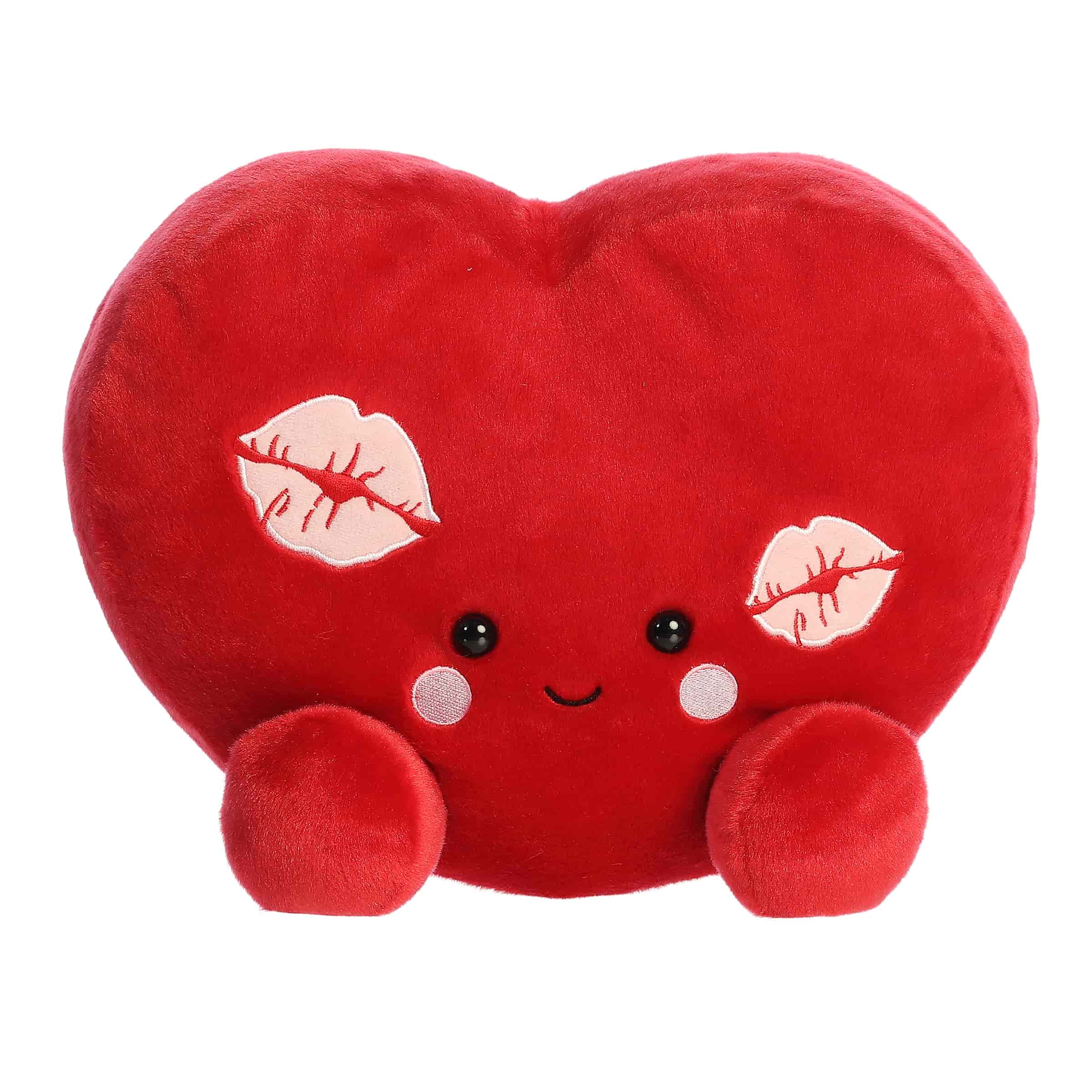Blushing Kiss Heart Plush - Soft vibrant red heart plush featuring adorable kiss marks This plush adds a playful and loving touch to anything. Perfect for pairing with flowers or as a romantic gift. 