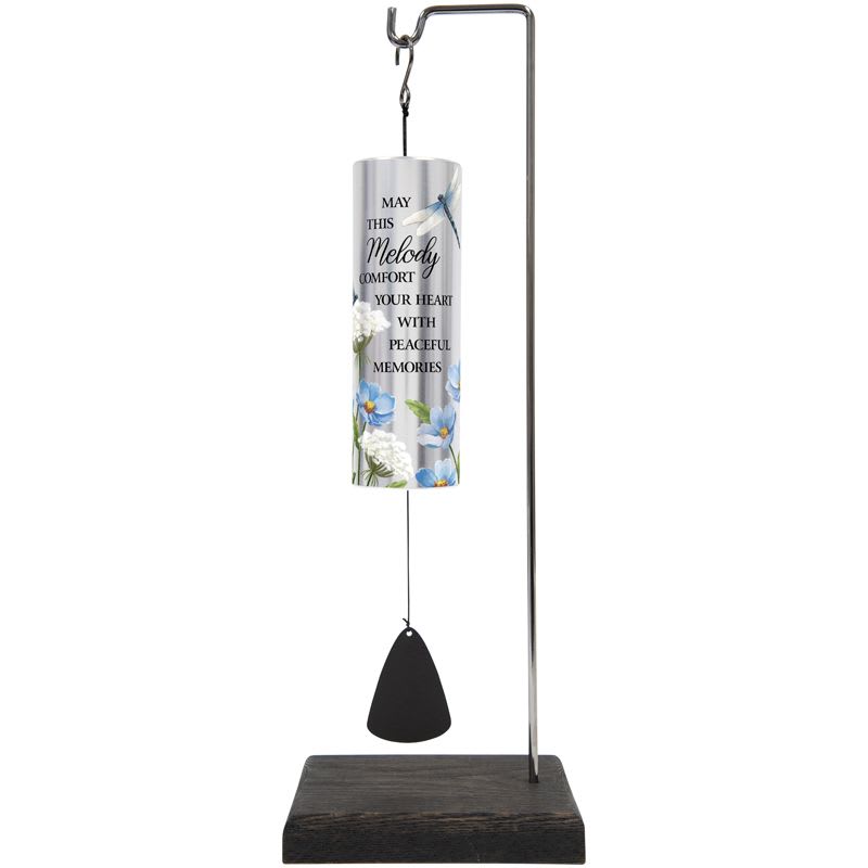Eckert Florist's "Peaceful Memories" – Mini Cylinder Sonnet Wind Chime with stand *Our Local Delivery Only - 12.5" x 2" Mini Cylinder Sonnet chime with stand offers the perfect gift! "May this melody comfort your heart with peaceful memories" Stand measures 15" L x 5 1/8" W x 4" D