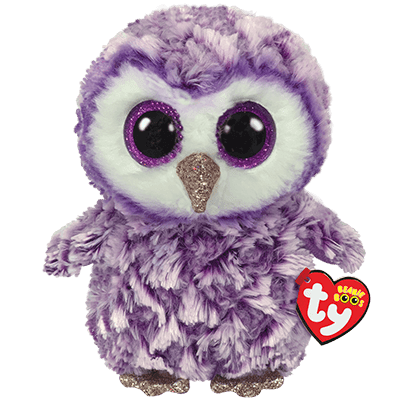 Plush- Moonlight the Owl - A purple owl plush with soft patterned fur and big sparkly eyes that give it an adorable look. It makes a perfect collectible and companion for anyone. 