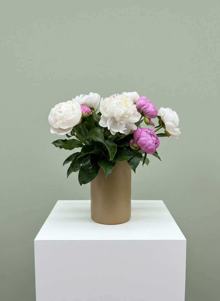 Perfect Peonies - The perfect way to celebrate spring!  Grab one of our perfect peony arrangements today! Mix of whites and pinks. 