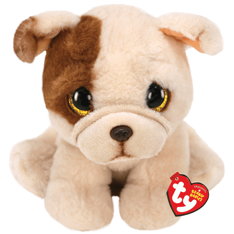 Plush- Houghie the Pug - A soft tan puppy plush with a cute brown patch and big shiny eyes. Perfect for cuddling, gifting or collecting. 