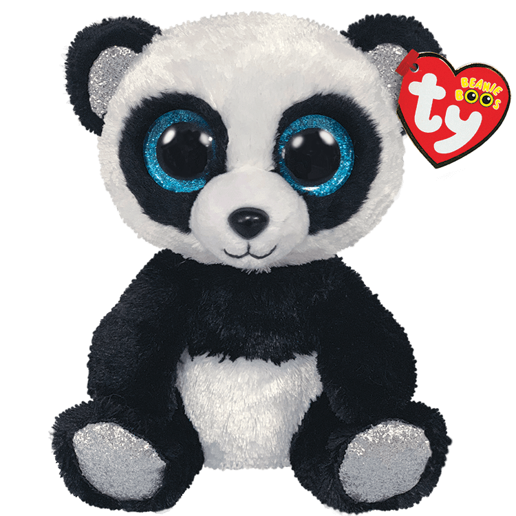 Plush- Bamboo the Panda - A cute black and white panda plush with big blue eyes and soft fur. Perfect for gifts, decor, or any plush collection.  