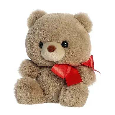 Plush- Mini Bear  6" - This adorable mini teddy bear features a soft sweet smile and a cute red bow. This plush is perfect for gifting or adding a heartfelt touch to any arrangement. A perfect addition to any moment. 