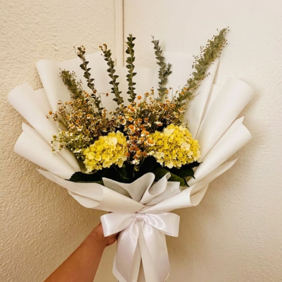 Fresh Morning - Rejuvenating, organic, and soft—Fresh Morning feels like a garden at first light. Green hydrangeas and airy feverfew create a soothing low-stress environment to encourage a peaceful recovery.  This seasonal bouquet features:  Mini Green Hydrangea  Petite White Feverfew  Fresh Boxwood  Garden Greens  Presentation: Expertly wrapped in our signature textured paper and tied with satin ribbon. Prefer a vase? Add one to your cart to complete the look.  Personal Touch: We’ll include a custom card message with every order. You’ll be able to write your message at checkout.  Please Note: All flowers are subject to seasonal availability. If a specific bloom isn’t available, our designers will thoughtfully substitute with flowers in a similar shape, style, and color.  Standard size shown. Vase upgrade is optional.   Floral Care Guide  Your arrangement arrives in our signature "double wrap" and is nestled in a protective box. While the stems are secured with a wet wrap for transit they are ready for a full drink!   Unpack: Gently lift the bouquet from the box. Remove the plastic bag and wet towel from the stems. Trim &amp; Hydrate: Trim 1/2" off stems at an angle and place in a clean vase with cool water. Refreshed: Change water daily for a long-lasting bloom.  