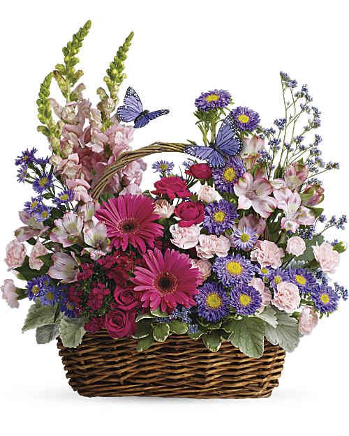 Sweet Surprise Flower Basket -  A charming basket full of colorful flowers that brings joy and happiness to anyone who receives it. Perfect for get-well wishes, thank-you gifts, or everyday surprises. 