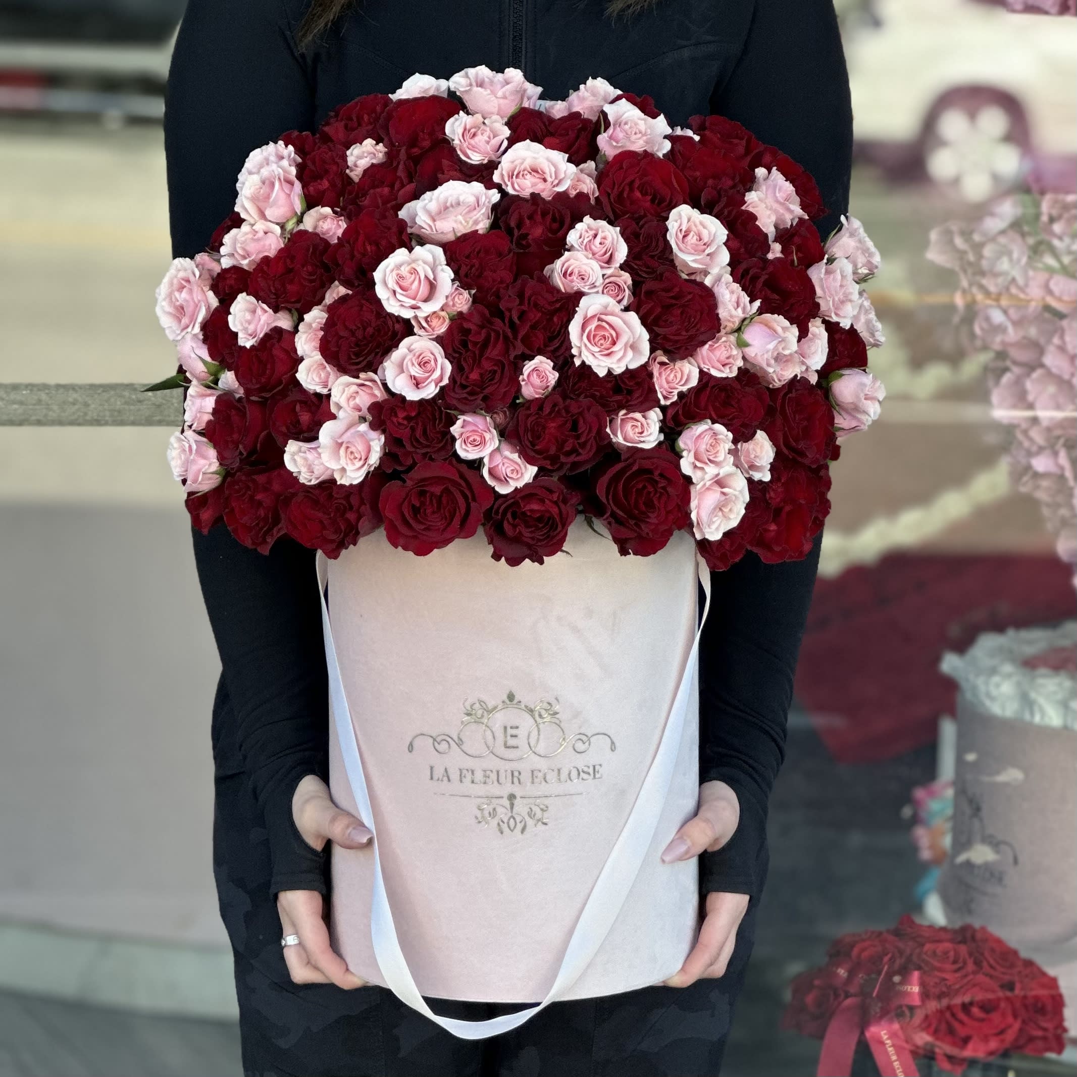 Lady V - Standard-50 Heart shape Roses with spray rose additions Deluxe- 75 Heart shape roses with spray rose additions Premium- 100 heart shape roses with spray rose additions