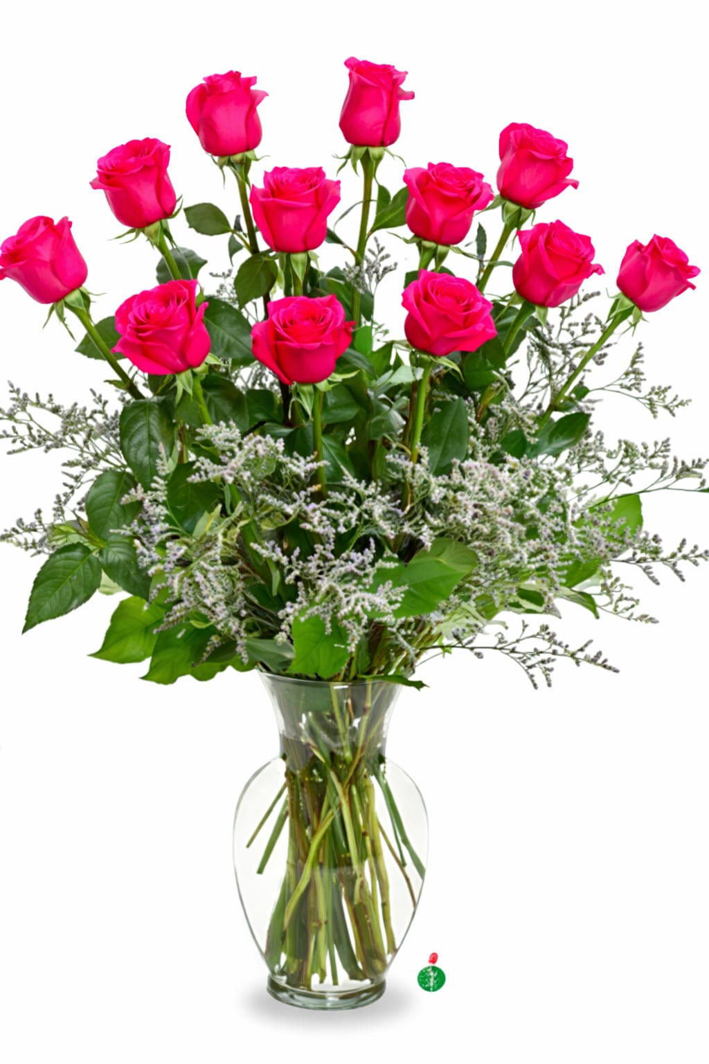 Dozen Pink Roses - When you want to send a dozen roses – these bright pink roses are a beautiful, cheerful gesture.  Due to the current situation, supply is limited, therefore, color and variety substitutions may be necessary, please specify if you have a preferred color and we will do our best to accommodate your request.