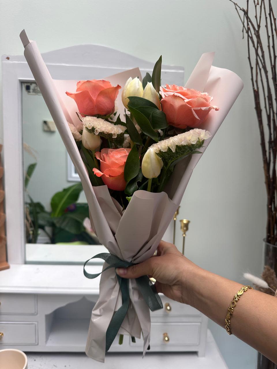 Mother's Day Special Bouquet - Send this to the mom, grandmother, or special woman who loves soft pastels and thoughtful design - it's the kind of bouquet that brightens a breakfast table or sits prettily on a bedside dresser. Care is simple: recut stems and place in fresh water on arrival to extend vase life; available in one hand-tied size as shown.