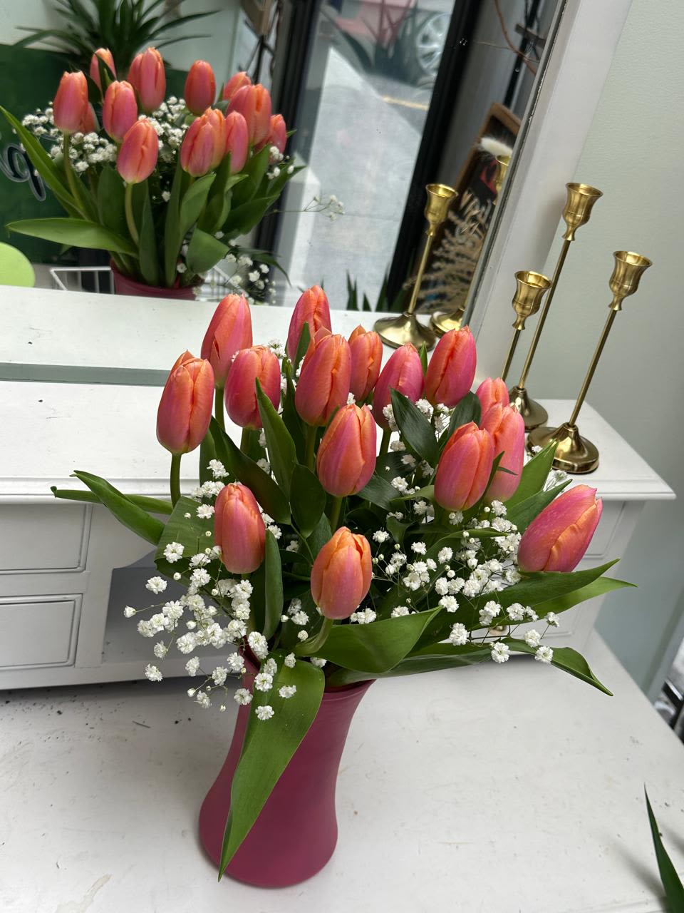 Mother's Day Special Vase Arrangement - Ideal for everyday gifting, springtime gestures, or milestone moments that call for bright, sincere cheer, these tulip arrangements offer low-fuss beauty - the kind of floral gift that makes someone feel truly celebrated. 