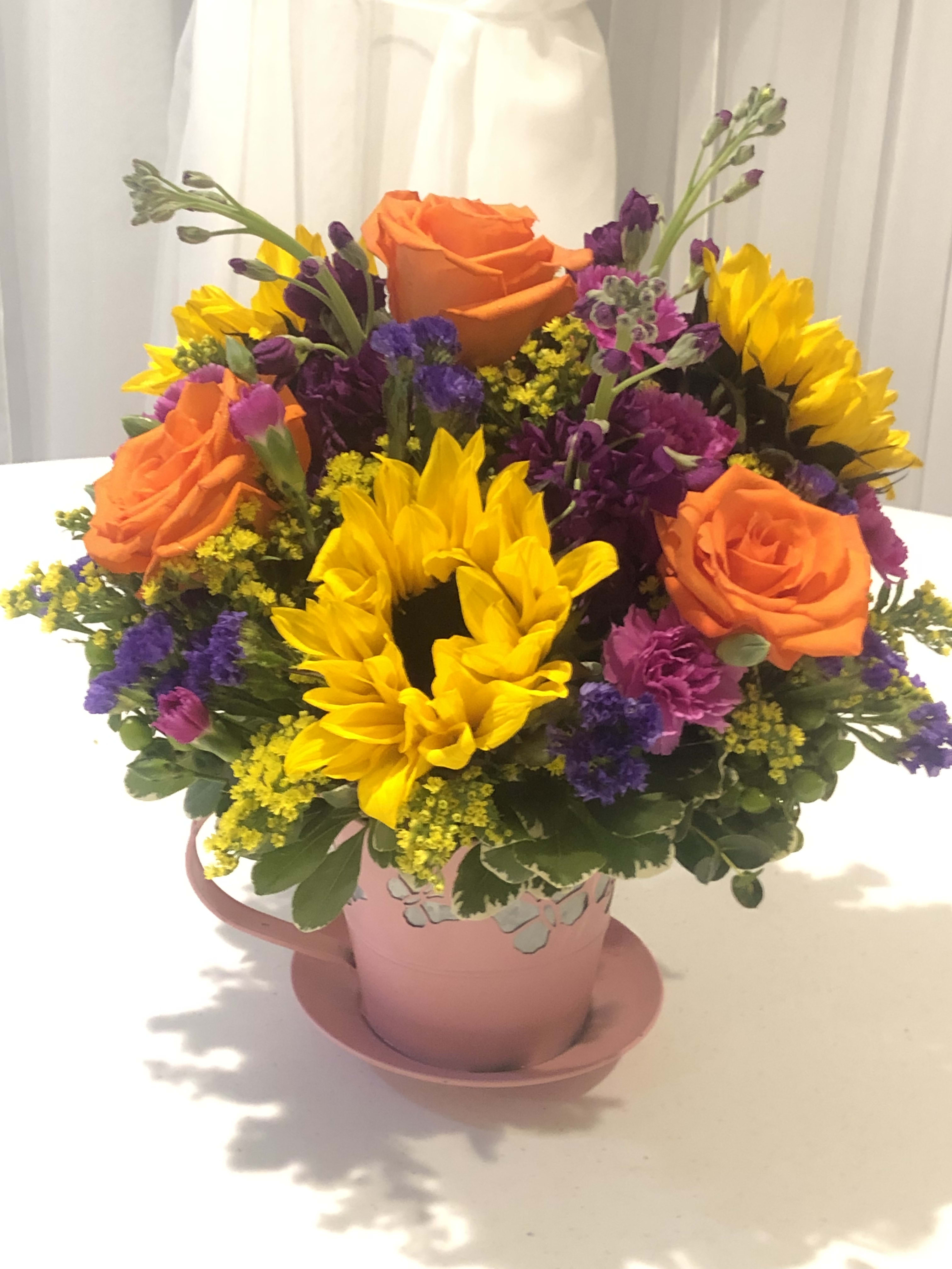 Butterfly Shine - Bright and Cheerful Custom design of assorted spring flowers. Product ID: SS01 