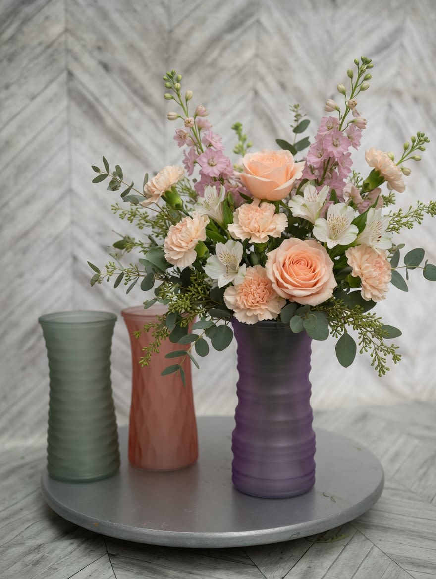 Mom's Blushing Breeze  - Give Mom a gift that feels as gentle and lovely as she is. Mom's Blushing Breeze is a thoughtful way to say thank you for all the love, warmth, and beauty she brings to the world.  Soft, romantic, and effortlessly elegant Mom's Blushing Breeze is a delicate pastel floral arrangement designed to celebrate the beautiful woman who brings light and grace into your life. Perfect for brightening her dining table, entryway, or bedside, the soft pastel palette feels fresh, uplifting, and full of quiet beauty, just like Mom.  