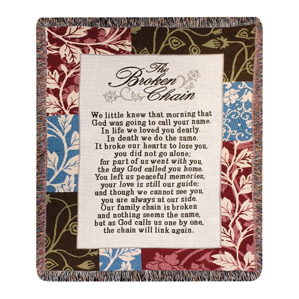 Memorial throw blanket with the words The Broken Chain