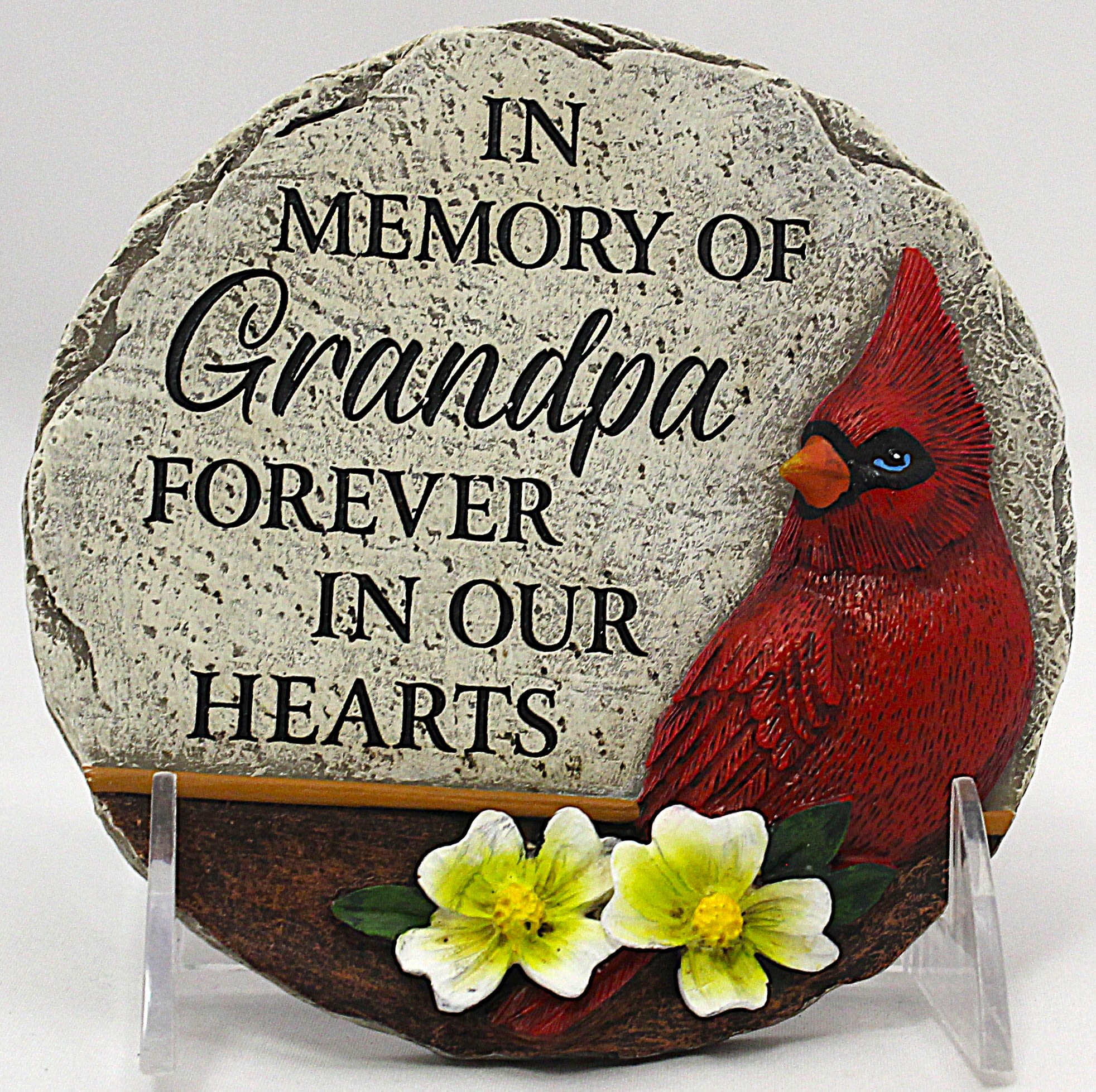 Cardinal Granpa Garden Stone - Cardinal Granpa Garden Stone 5 Inches In memory of Grandpa forever in our hearts *Display stand sold separately