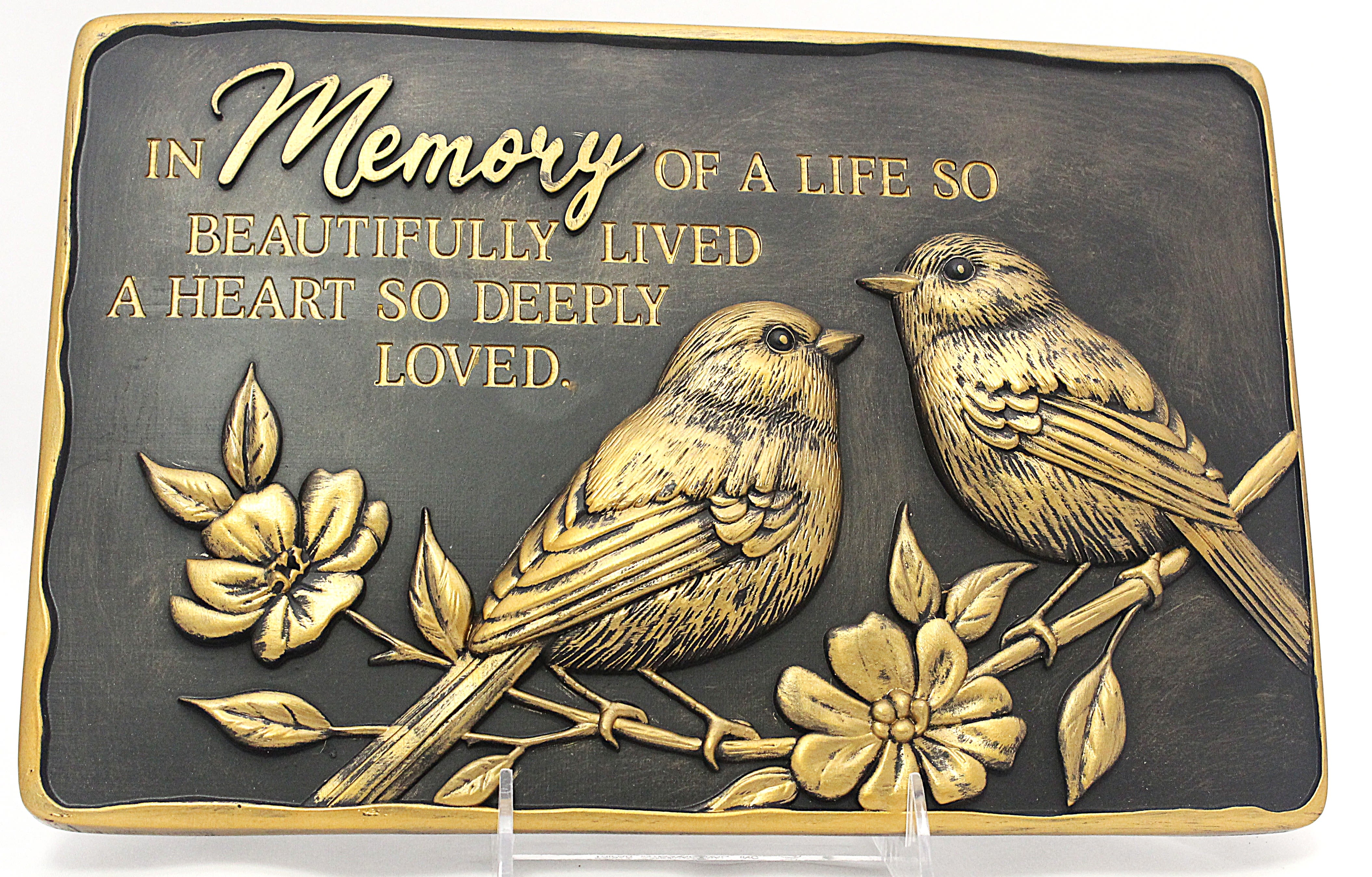 in memory Stone - Memory Stepping Stone 12 X 8 in memory of a life so beautifully lived a heart so deeply loved. *Display stand sold separately