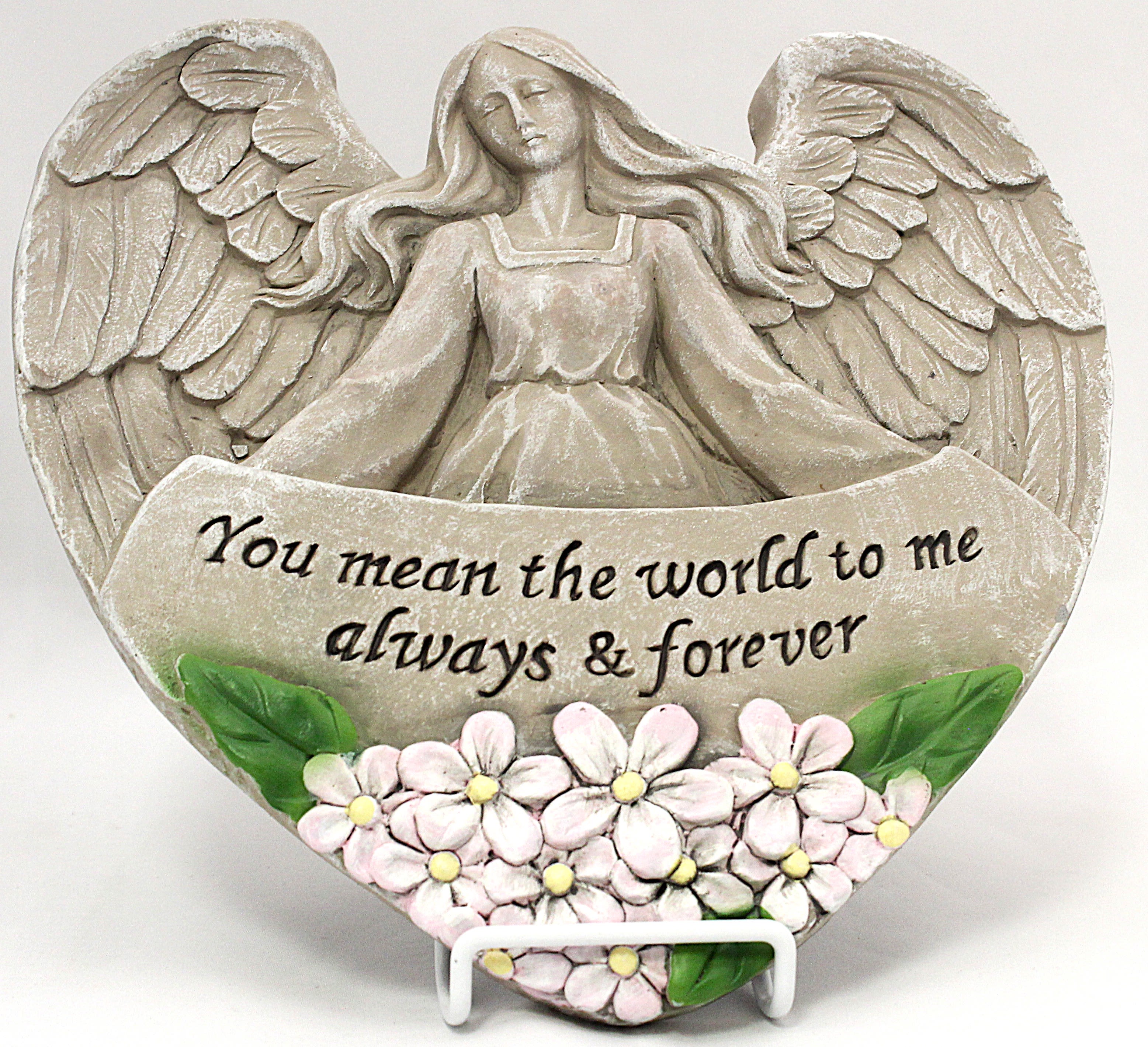 Angel Garden Stone - Angel Stepping Stone 9 3/4 Inches You mean the world to me always &amp; forever *Display stand sold separately