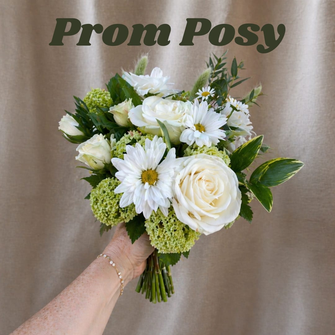 Prom Posey - This is just one example of the many custom pieces we create. Each bouquet is made to order, and you’ll have the option to share your color preferences in our special instructions box. This is a guide for the overall size and style of our posey bouquets