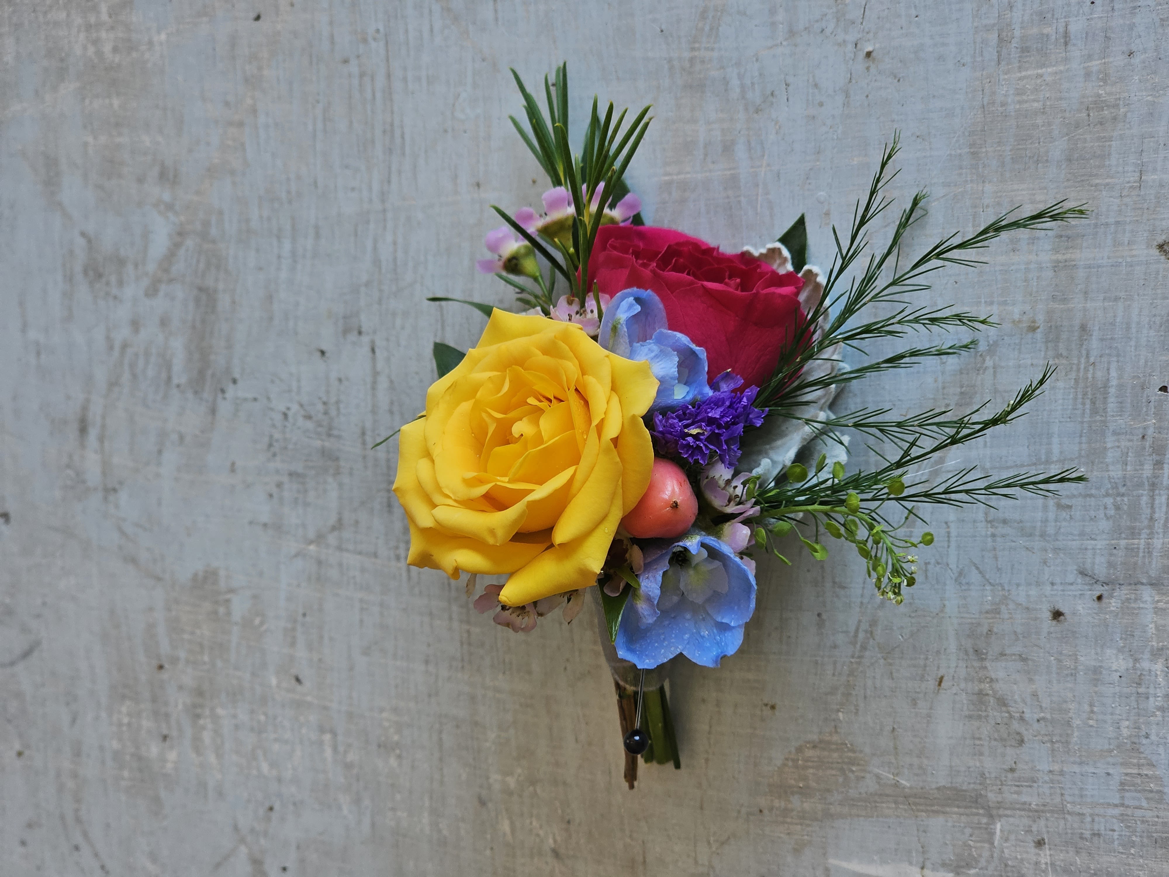 Colorful boutonniere - colorful boutonniere with seasonal blooms