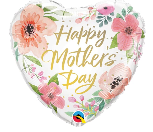 Happy Mothers Day Heart Mylar (G) - 18in mylar that you can add to any balloon bouquet, stuffed animal, box of chocolates, or floral arrangement. *if you're ordering multiple balloons individually (not in an already advertised set or tied to a flower arrangement/stuffed animal) you will need to purchase a balloon weight otherwise the balloons will need to be picked up*