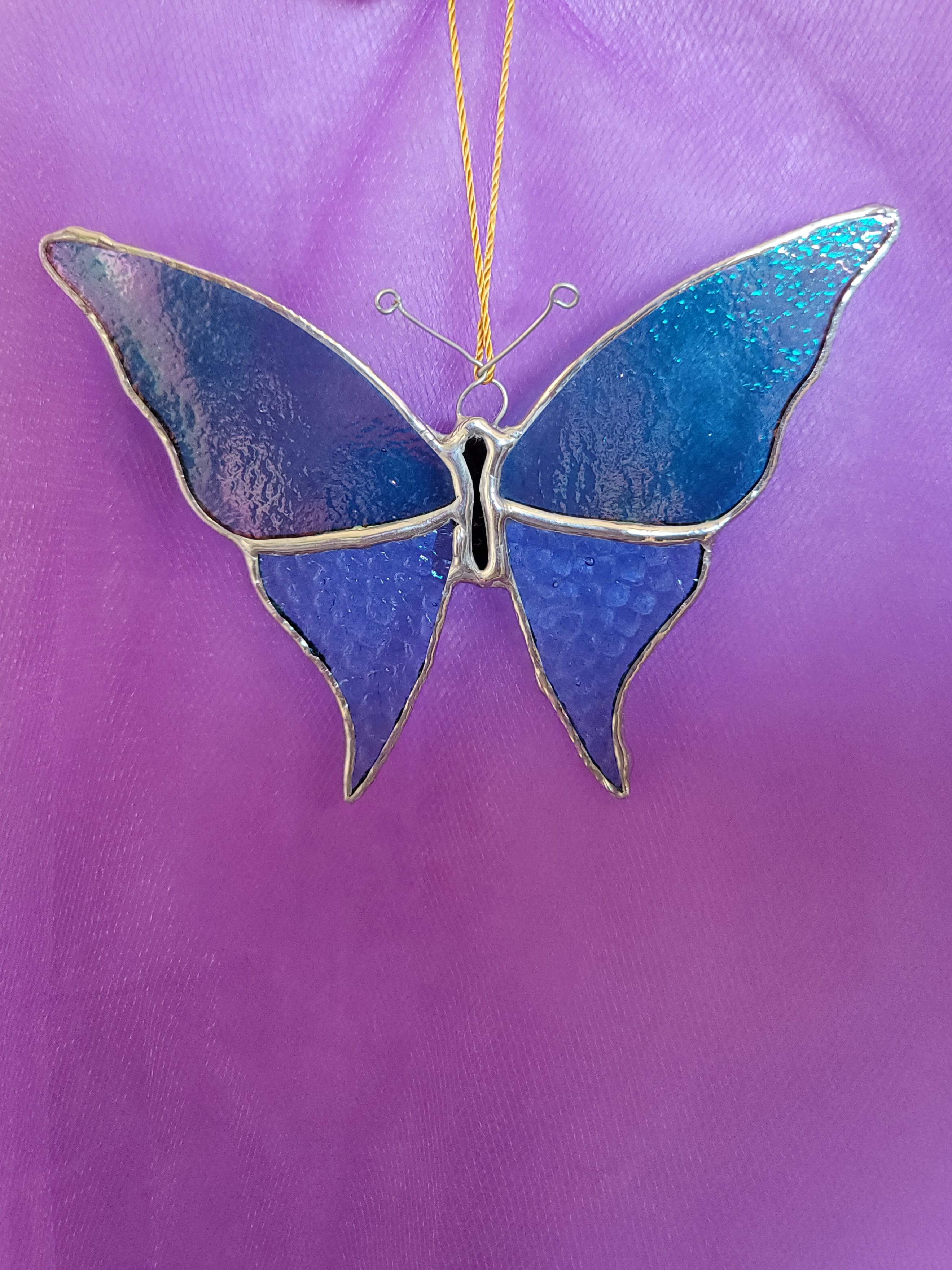 Blue Butterfly - A beautiful stained glass butterfly made by a local artist. Limited Stock Available.