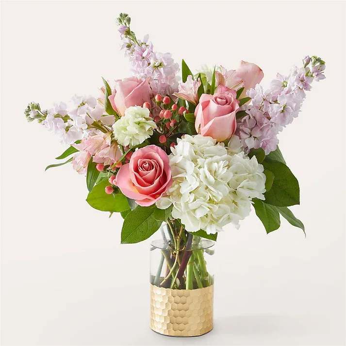 Little Luxuries Bouquet - Luxury arrives at their doorstep with this beautiful bouquet of soft pink and lavender accents creating a spa-like feel for a celebration, special day, or moment of remembrance.  - Designed by florists, ready to display. - For long–lasting blooms, replace the water daily. We suggest trimming the stems every couple days. - Pet Safety Precautions: This bouquet or plant may include flowers and foliage that are known to be toxic to pets. To keep them safe, be sure to keep this arrangement out of your pet's reach.