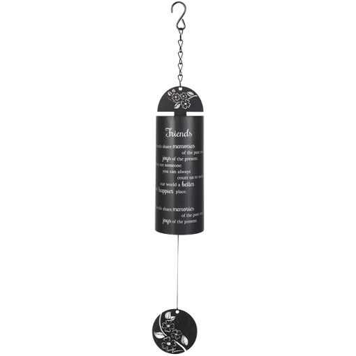 Eckert Florist's "Friends" 22" Cylinder Sonnet Wind Chime *Our Local Delivery Only  - Our 22" Cylinder Sonnets are made of powder coated steel and metal with a popular sentiment printed directly onto the tube. Adjustable striker. 7.5" Tube. Tube Reads: "Friends are memories of the past and joys of the present. They are someone you can always count on to make our world a better and happier place." L: 22", DIA: 3"