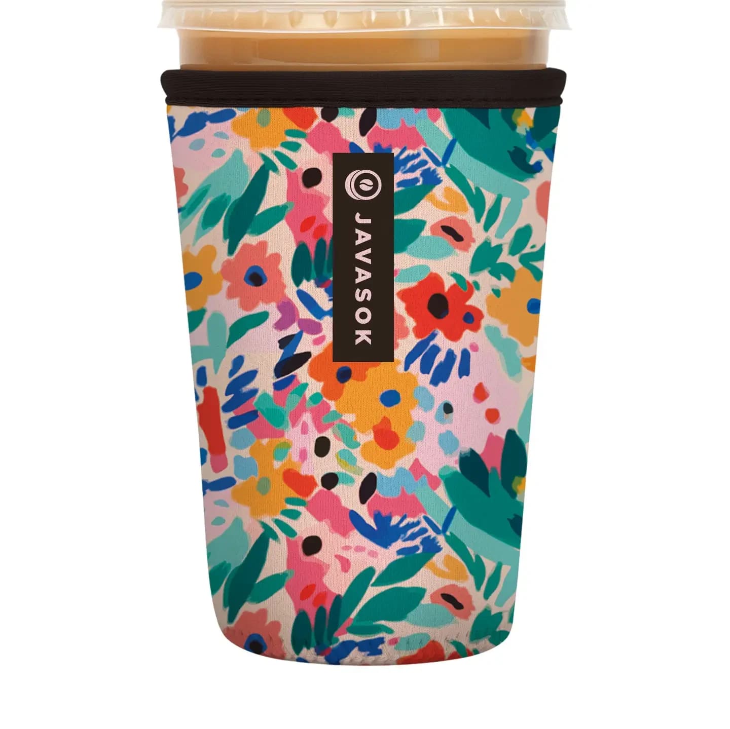 Javasok - Abstract Floral Med.  - JavaSok is Sok-It’s best-selling insulated sleeve for iced drinks, designed to keep beverages cold longer while reducing condensation and keeping hands comfortable and dry. Made from premium, durable neoprene with a stretchy, dependable fit and soft fabric-coated finish, it’s a natural add-on for everyday drink routines and gifting. With over 4 million sold and thousands of 5-star reviews, JavaSok delivers proven retail performance through strong repeat demand, print-driven assortments, and easy impulse appeal across cafés, boutiques, and gift retailers.  This is a Medium Size. 22-28oz