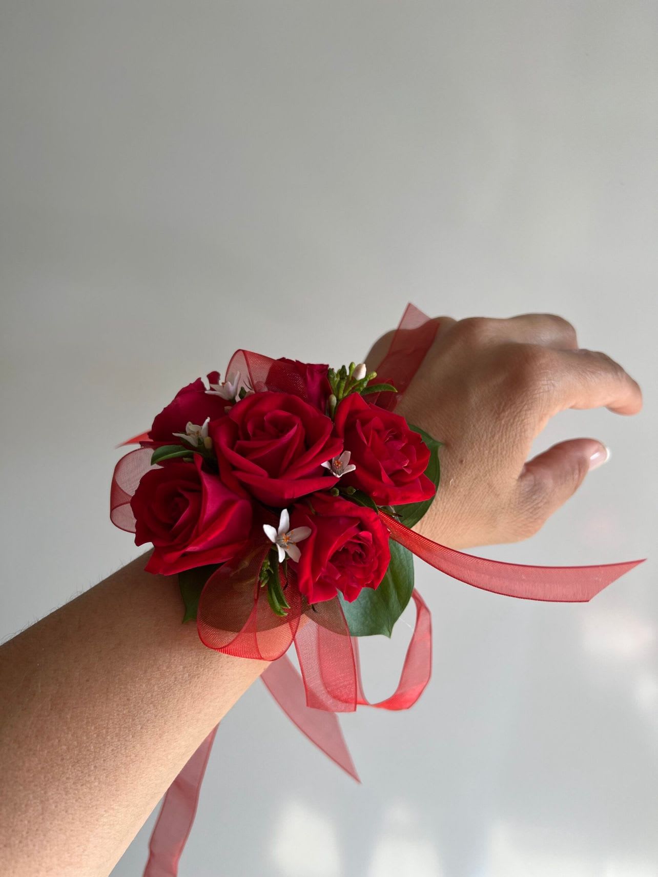 Petal Pair - Matching corsage and boutonniere with blush tones and seasonal textures.