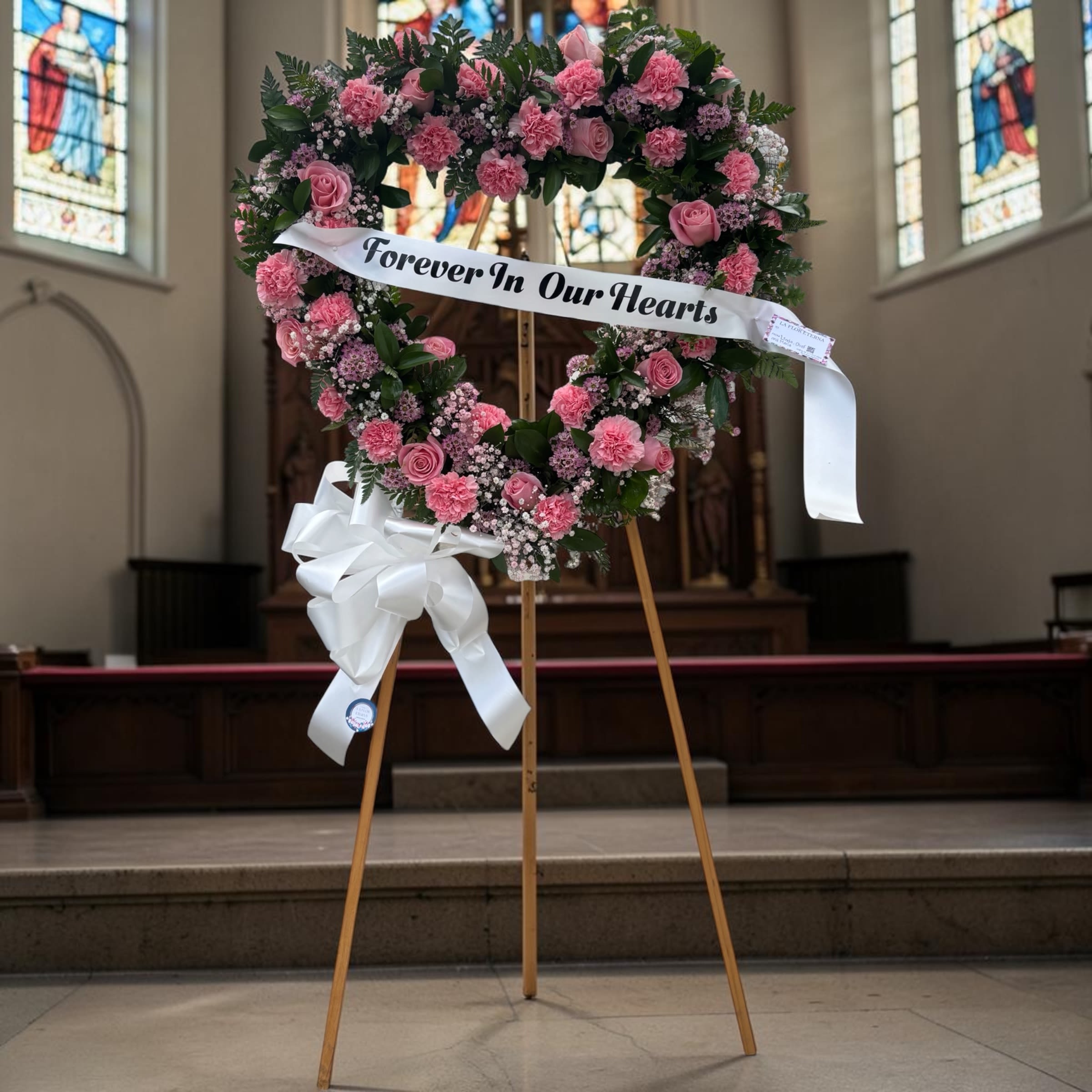 Heart Tribute  - pink roses with carnations 