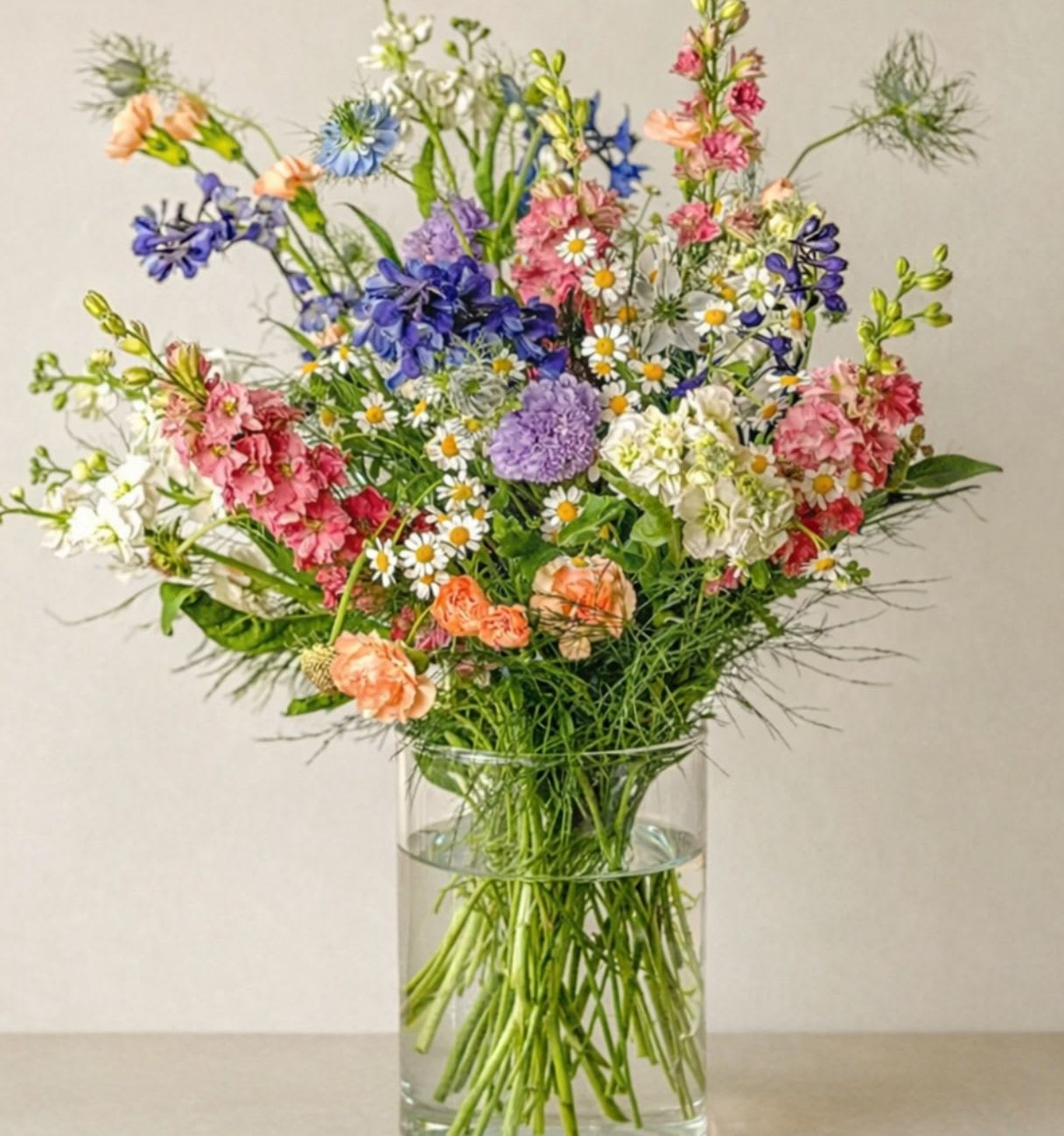 DESIGNERS CHOICE - SEASONS BEST  - SEASONS BEST (DESIGNERS CHOICE) arrangement includes our exclusive seasonal varieties that typically are not listed on our website products.   Unlike our other Designers Choice products—-Colors are bold, bright and thoughtfully arranged by our designers and florists. Wispy, airy and best for all types of fun celebrations.   *** May include roses &amp; lilies *** specify at check out if these are not preferred. 