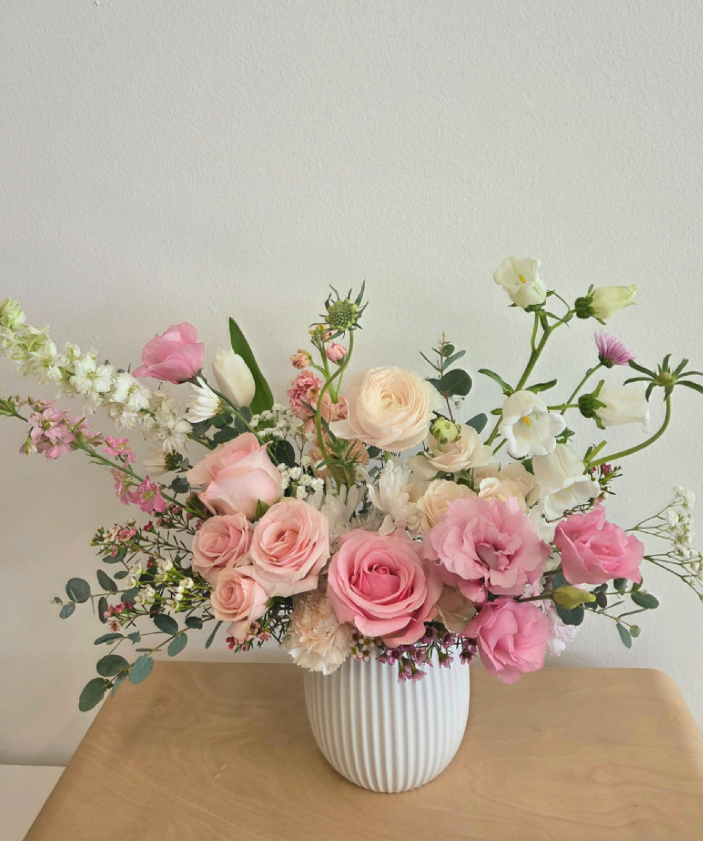 Blush in the Breeze (New!) - Store Hours Mon–Fri: 9:30 a.m. – 6:00 p.m. Sat: 9:00 a.m. – 4:00 p.m. Sun: Closed  Delivery Deliveries are typically made between 9:00 a.m. and 3:00 p.m. While we are unable to guarantee specific delivery times, we will always do our best to accommodate your requests. If you prefer a later afternoon delivery, please let us know in advance and we will try to accommodate. If your delivery address requires a gate code, please provide it to ensure smooth delivery.  Pick-Up If you need to pick up before 10:00 a.m., please text us directly to place your order. (Text: 714-715-1482) For pick-ups at opening time, we kindly ask that orders be placed by 4:00 p.m. the day before. Please also try to pick up your order at the scheduled time. When pick-ups are delayed during busy time slots, it may affect other customers placing orders for the same time. We appreciate your understanding!  Custom &amp; Event Orders For 1st B-Day Party or Baby Shower flower orders, please text us first with your preferred date, size, quantity, and detailed color/ design requests before placing an order.  For small event or custom flower orders requiring pick-up outside of our regular business hours, please contact us via text in advance to arrange your order.  Please Note Your arrangement may vary slightly from the photos depending on seasonal availability and store stock. However, we will match the overall color palette and ensure your flowers are fresh and beautifully designed.  Thank you!!