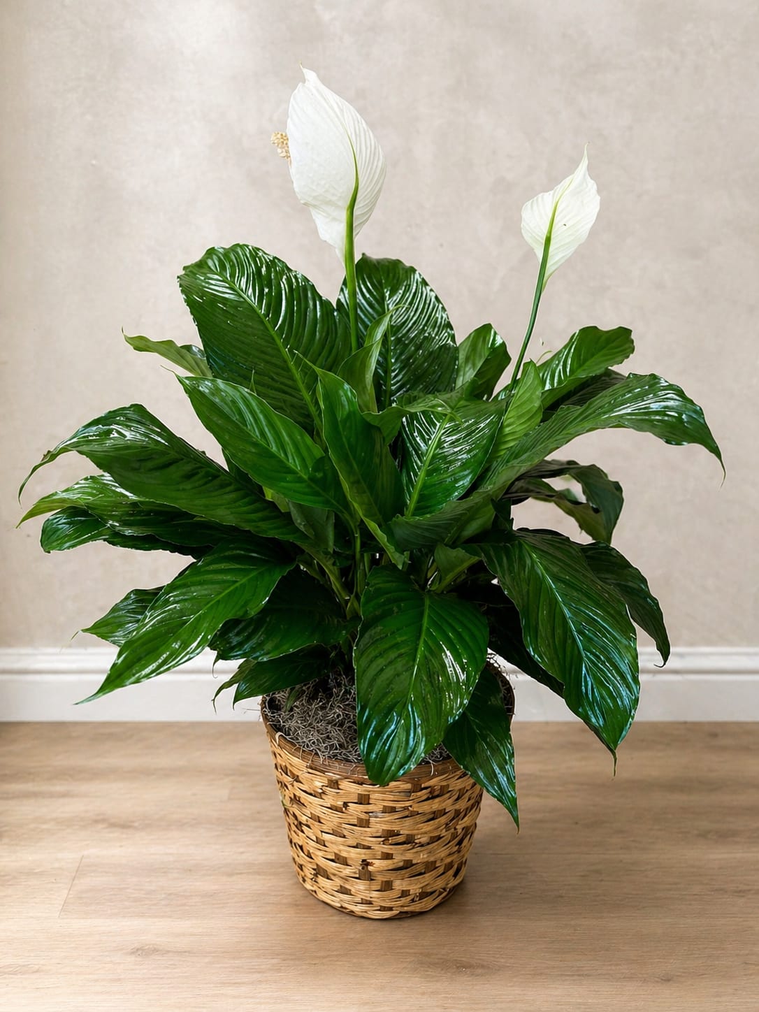     Peaceful Grace - A refined and timeless expression of elegance, this lush peace lily showcases deep green foliage and delicate white blooms in a beautifully styled container. Known for its calming presence and lasting beauty, it offers a meaningful and sophisticated gift for any occasion.