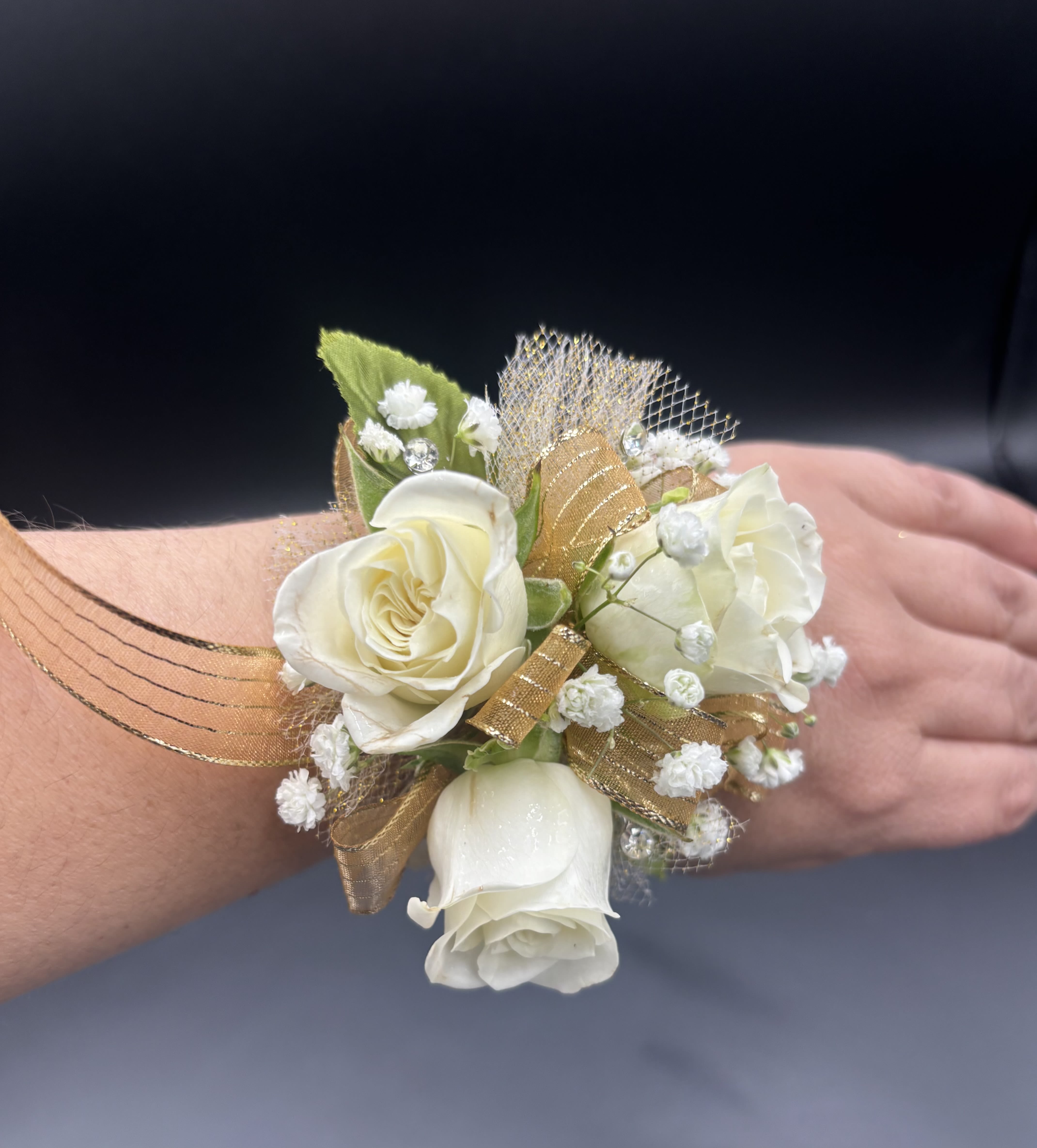 Gold Ribbon Corsage  - *Reasonable flower substitutions may be made due to availability