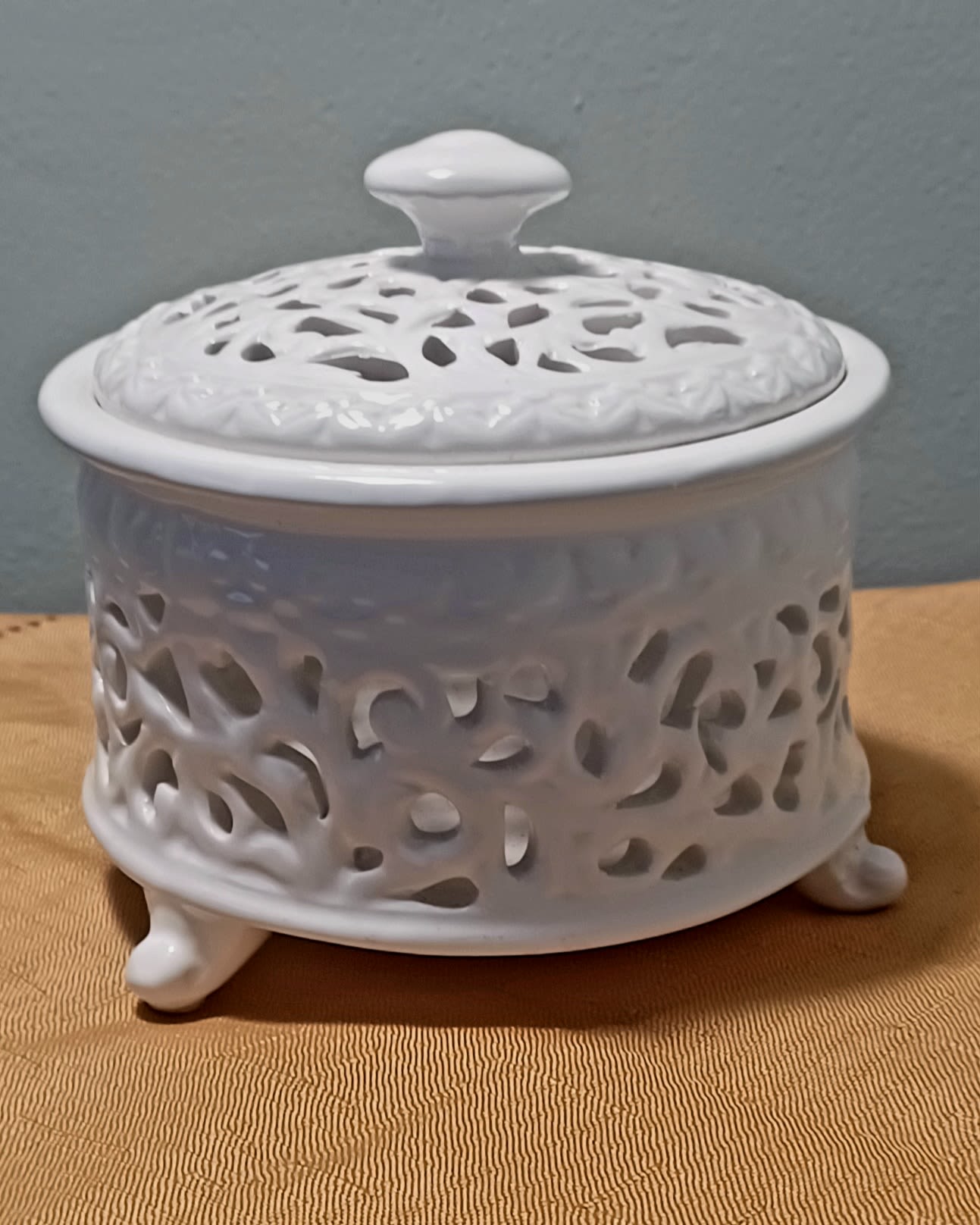 Pretty in White Carved Trinket Box - Not Available