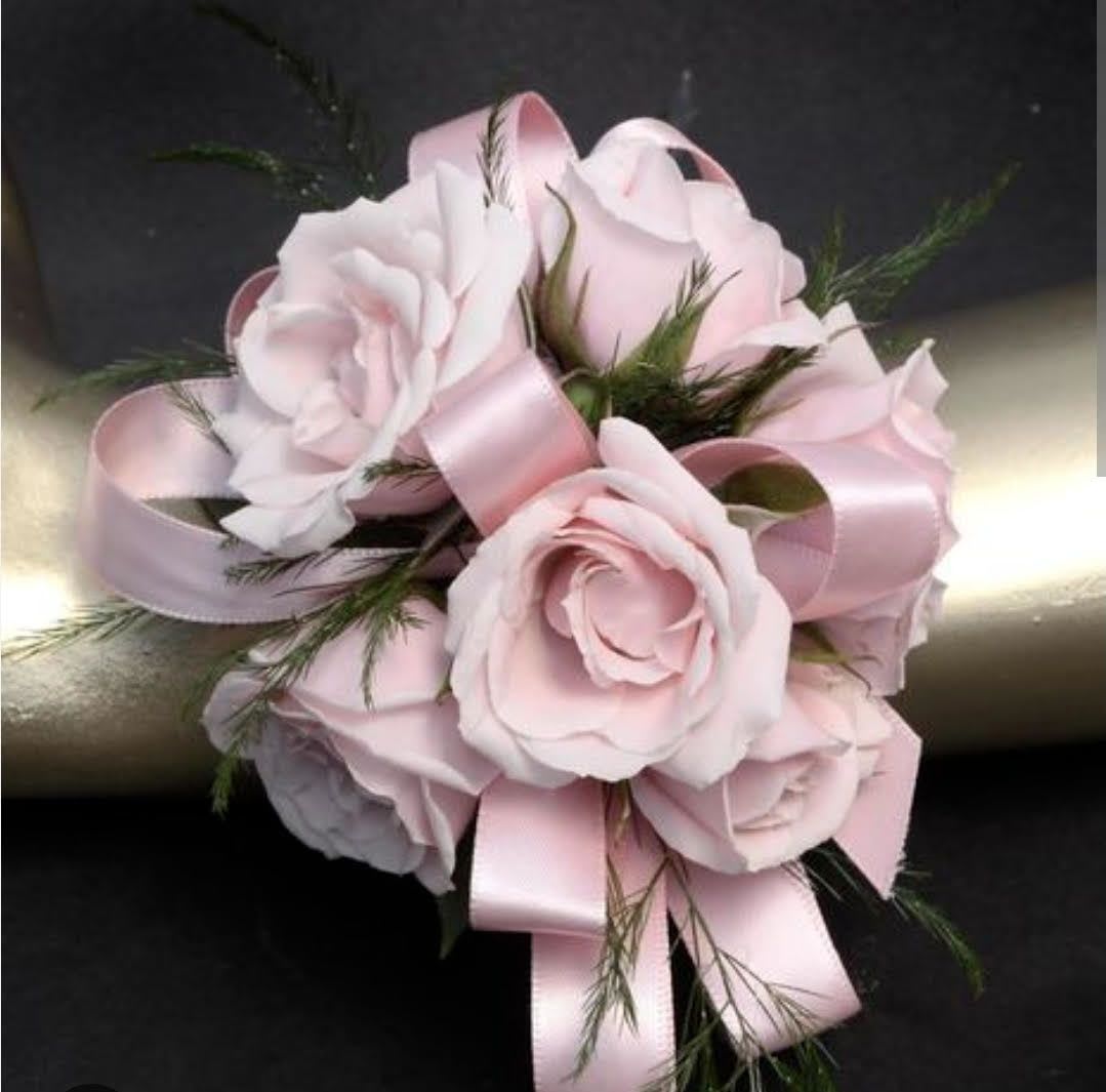prom pink rose wristlet - spray rose wristlet