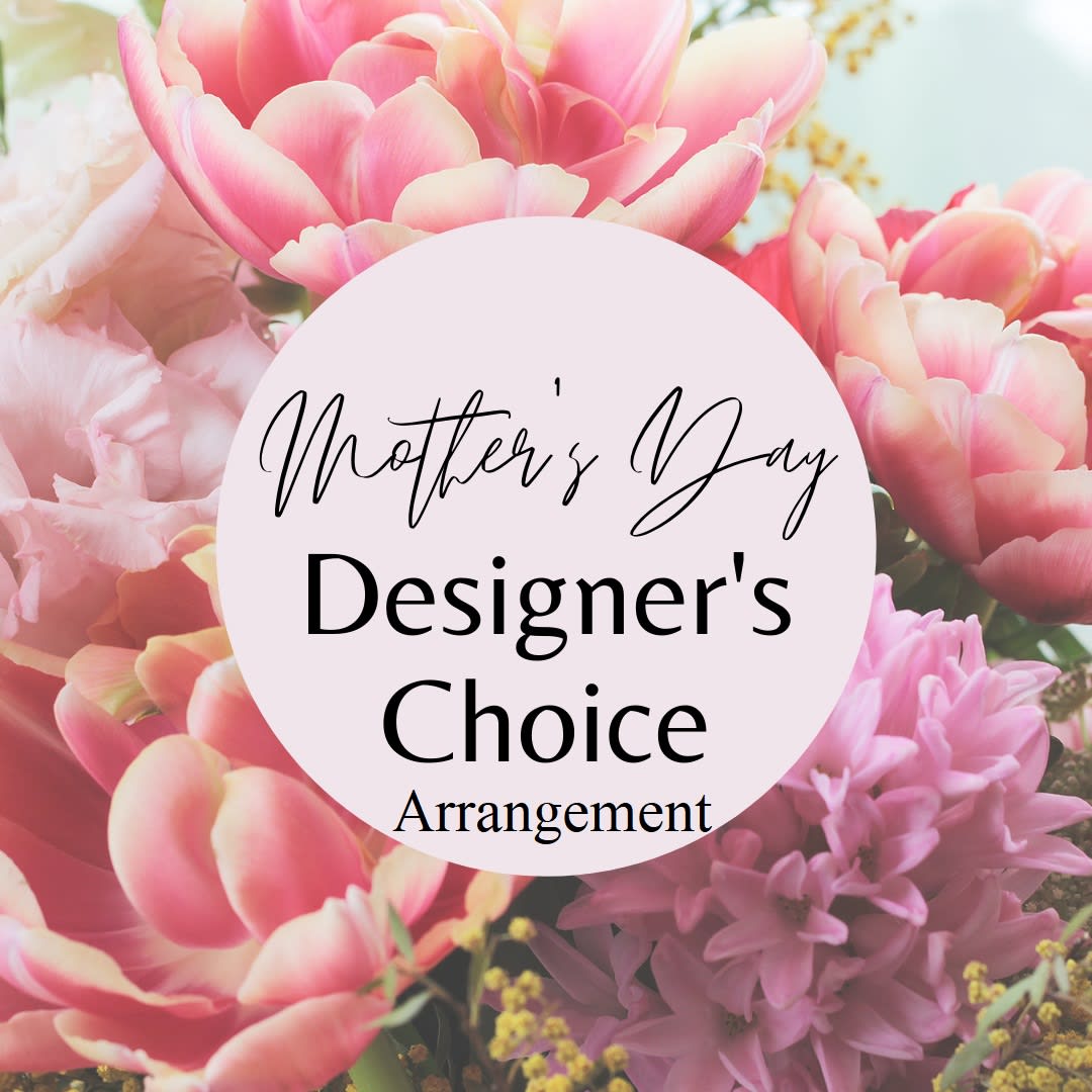 Mother's Day Designer's Choice Arrangement - This garden style design features a lovely collection of beautiful, brightly colored &amp; seasonal blooms in a vase perfect for Mother's Day.  If this arrangement needs to be pet friendly please specify in the special instructions. Thanks!