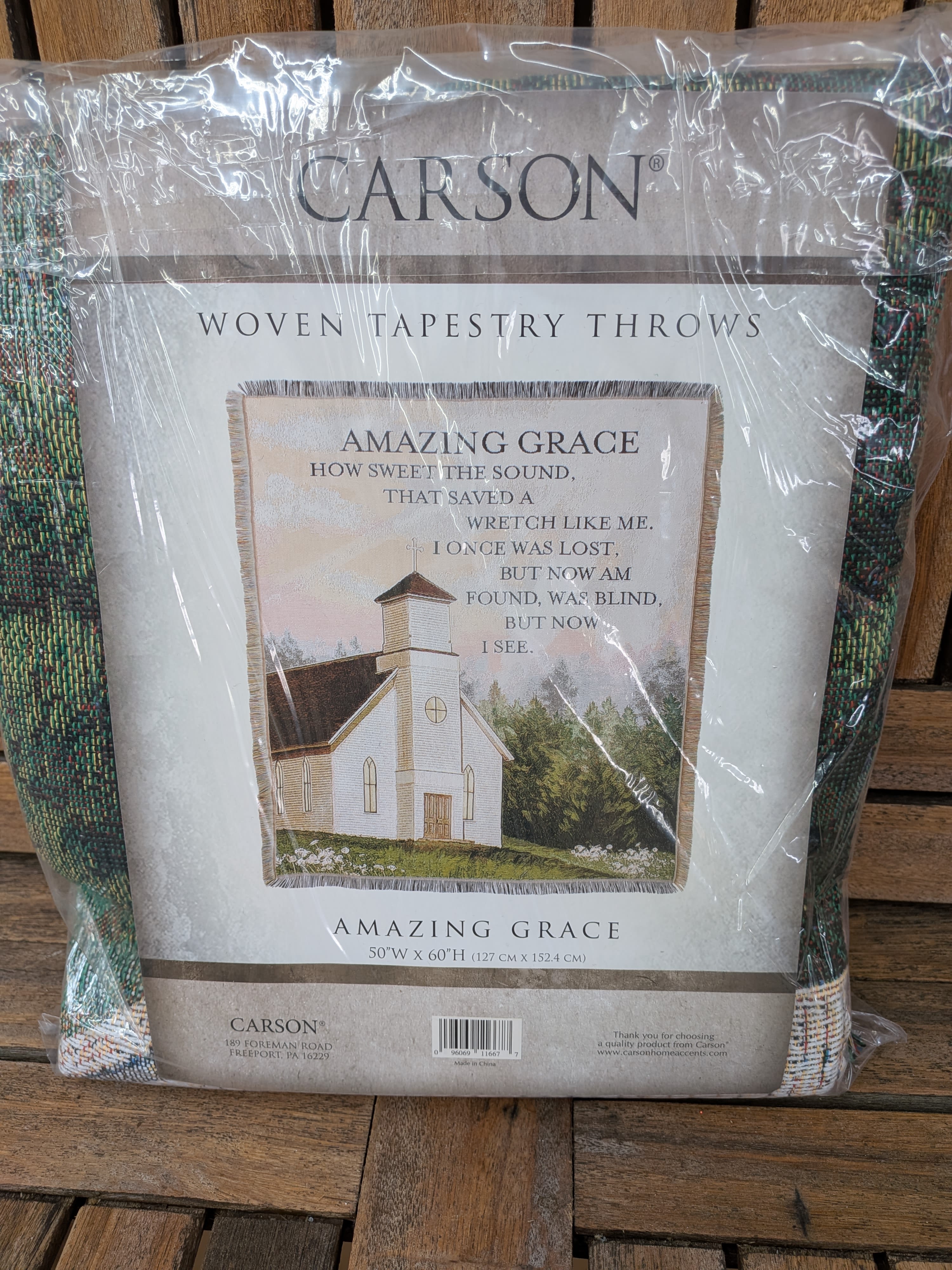 Amazing Grace White Church - 50" by 60" Throw displayed on stand
