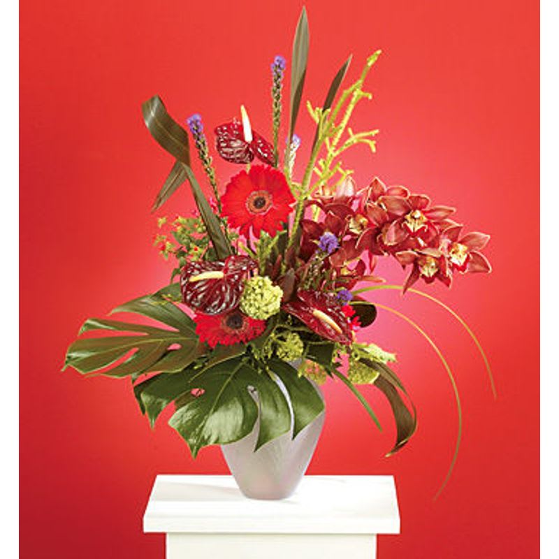Tropical Vase - Beautiful vase of tropical flowers and foliage. 